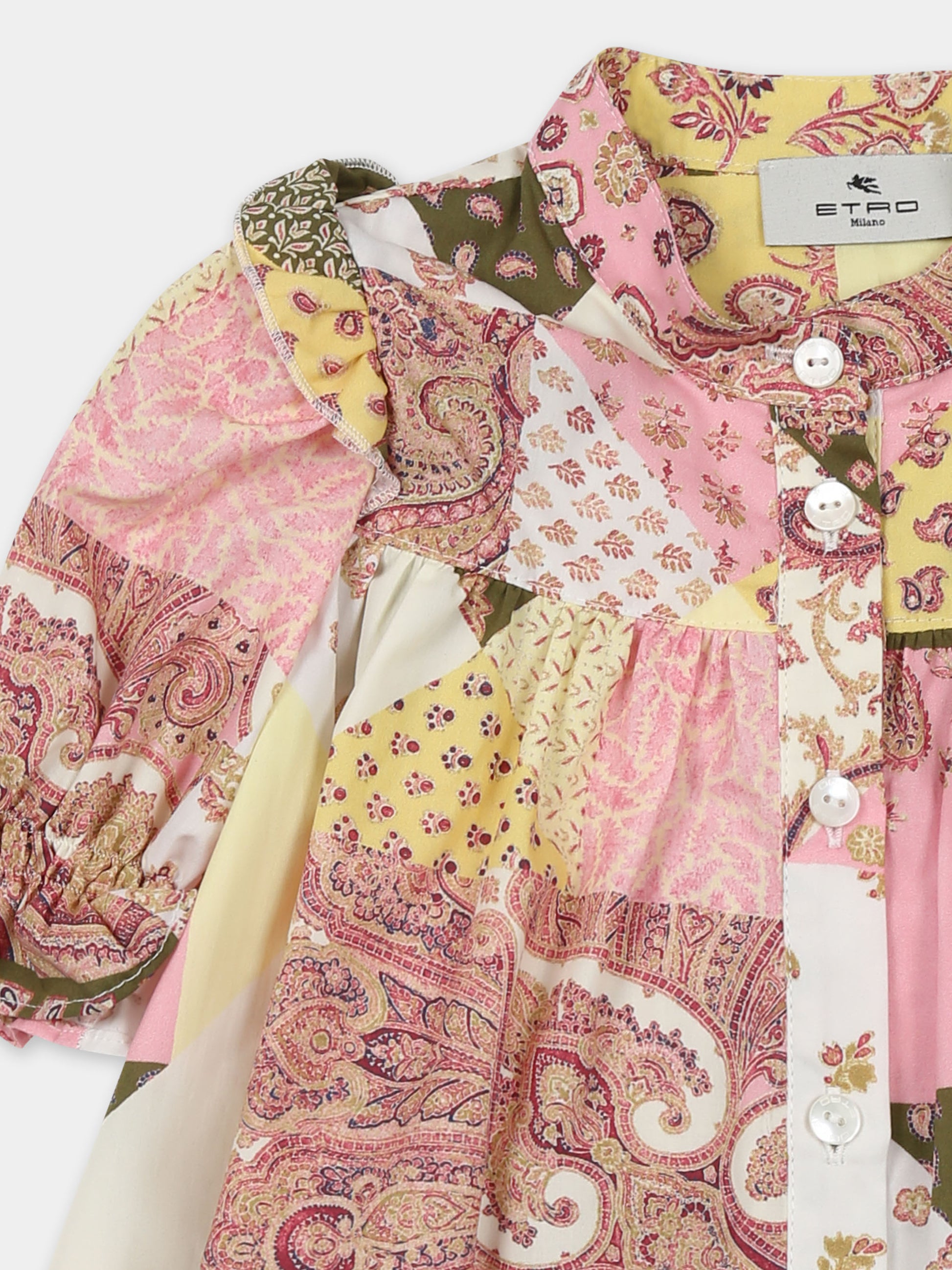 Vestito multicolor per bambina con stampa patchwork Paisley,Etro,GW5011 P0475 528MC