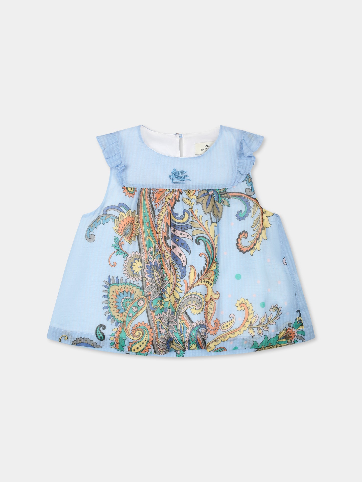 Top celeste per bambina con stampa Paisley,Etro,GW5A62 M0065 685MC