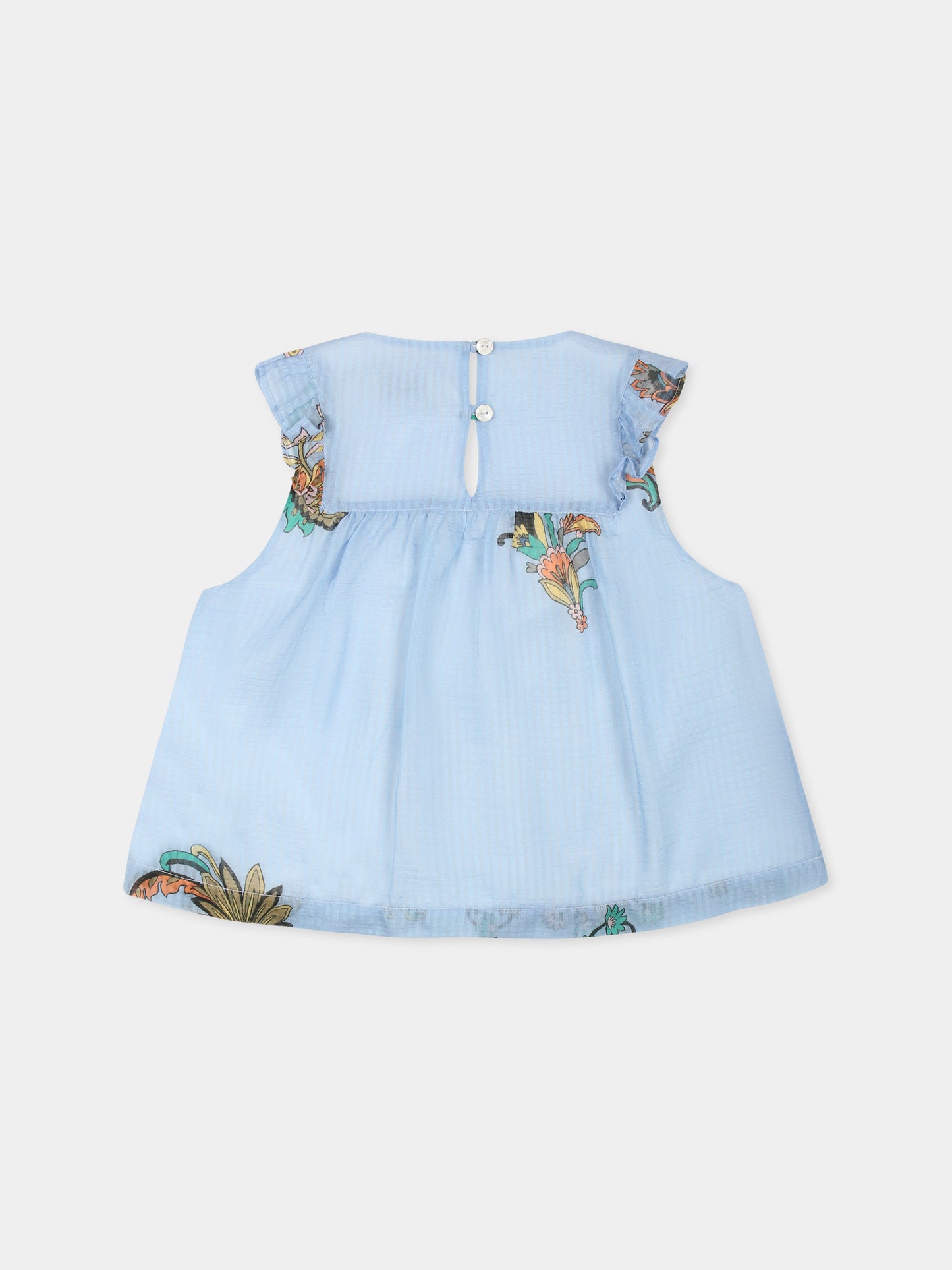 Top celeste per bambina con stampa Paisley,Etro,GW5A62 M0065 685MC