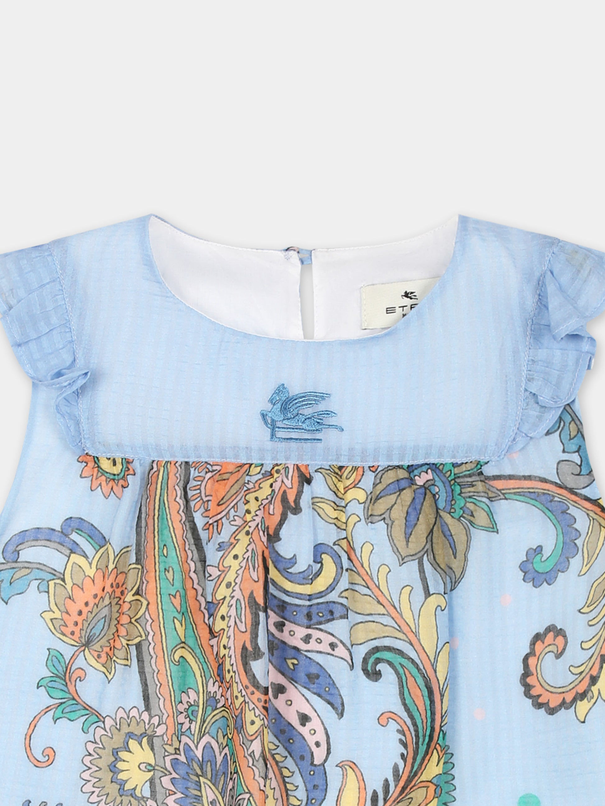 Top celeste per bambina con stampa Paisley,Etro,GW5A62 M0065 685MC