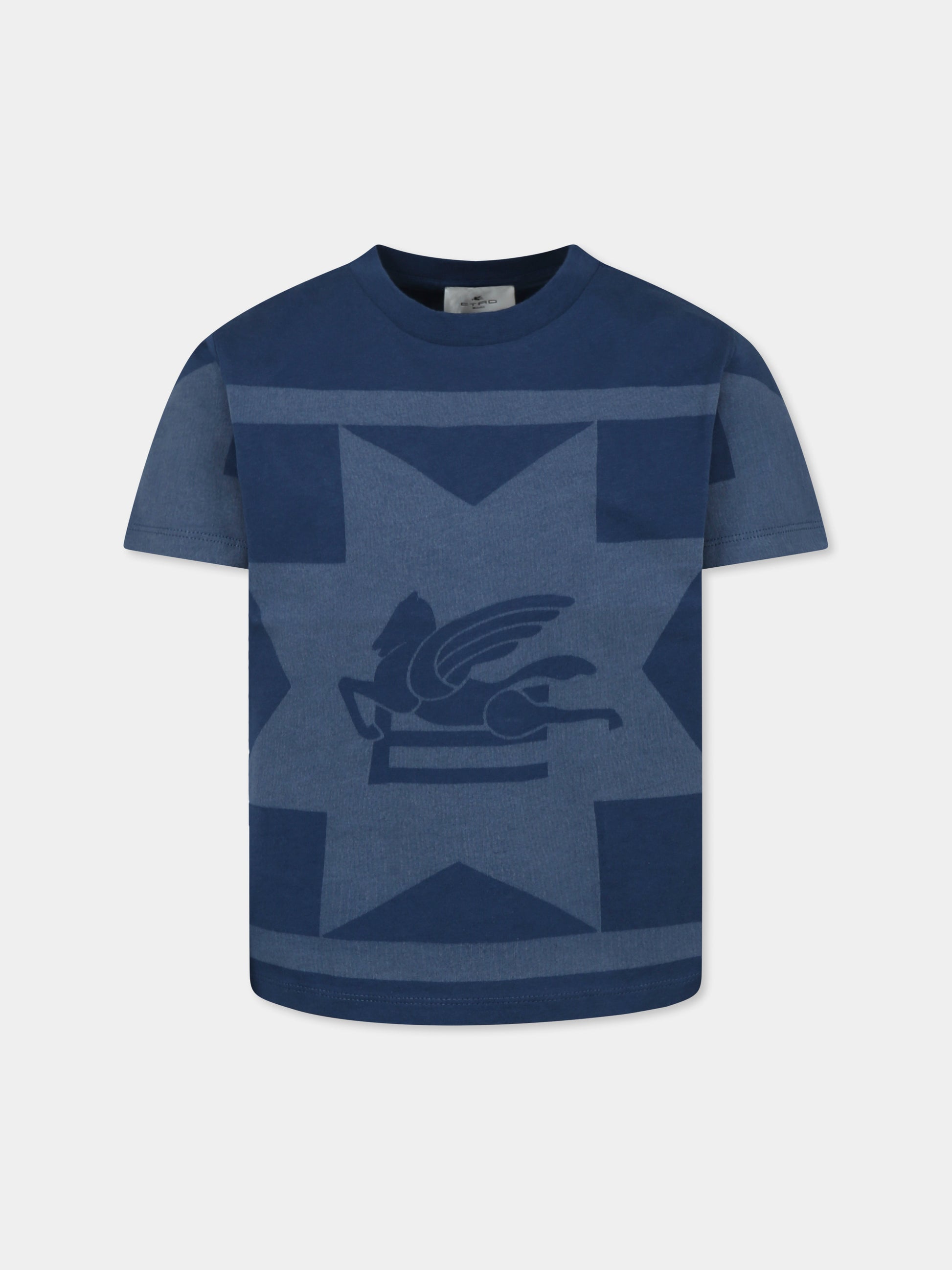 T-shirt blu per bambino con Pegaso,Etro,GW8P11 Z2081 669