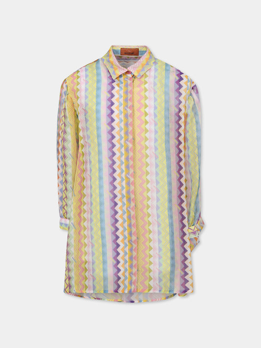 Vestito multicolor per bambina con motivo chevron,Missoni,MW1A60 K0216 999