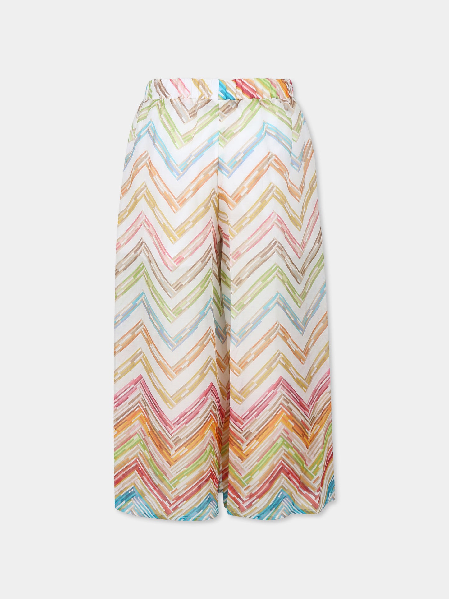 Pantaloni bianchi per bambina con motivo chevron,Missoni,MW6C40 K0235 100MC