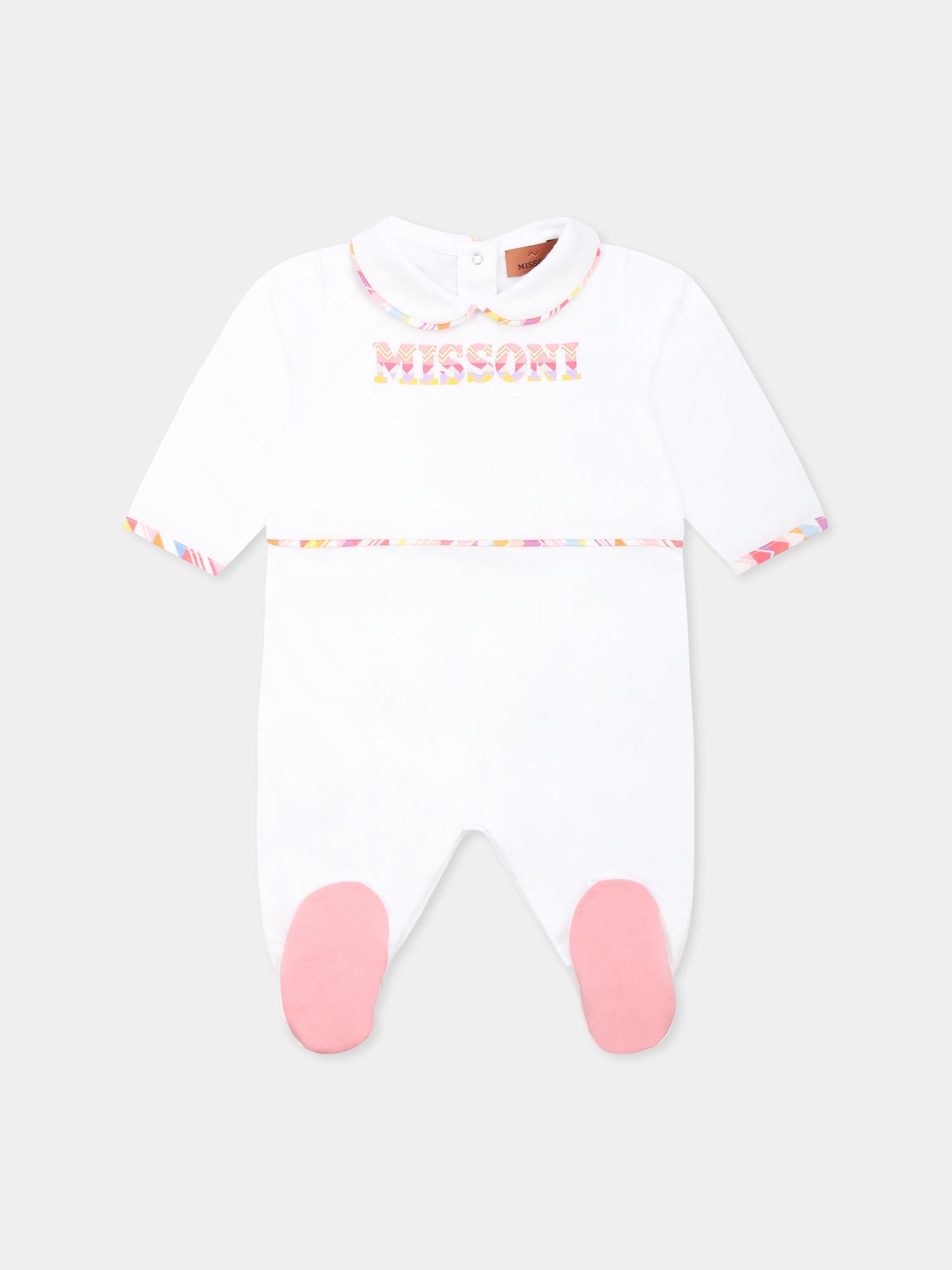 Set tutina bianco per neonata con logo,Missoni,MWB010 Z0082 100