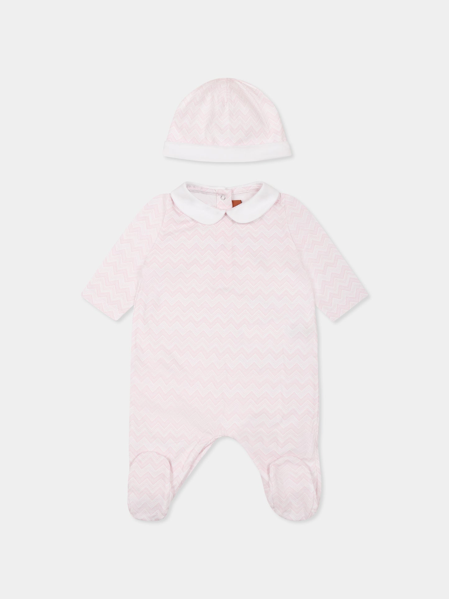 Set tutina rosa per neonata con motivo chevron,Missoni,MWB050 Z2972 100RS