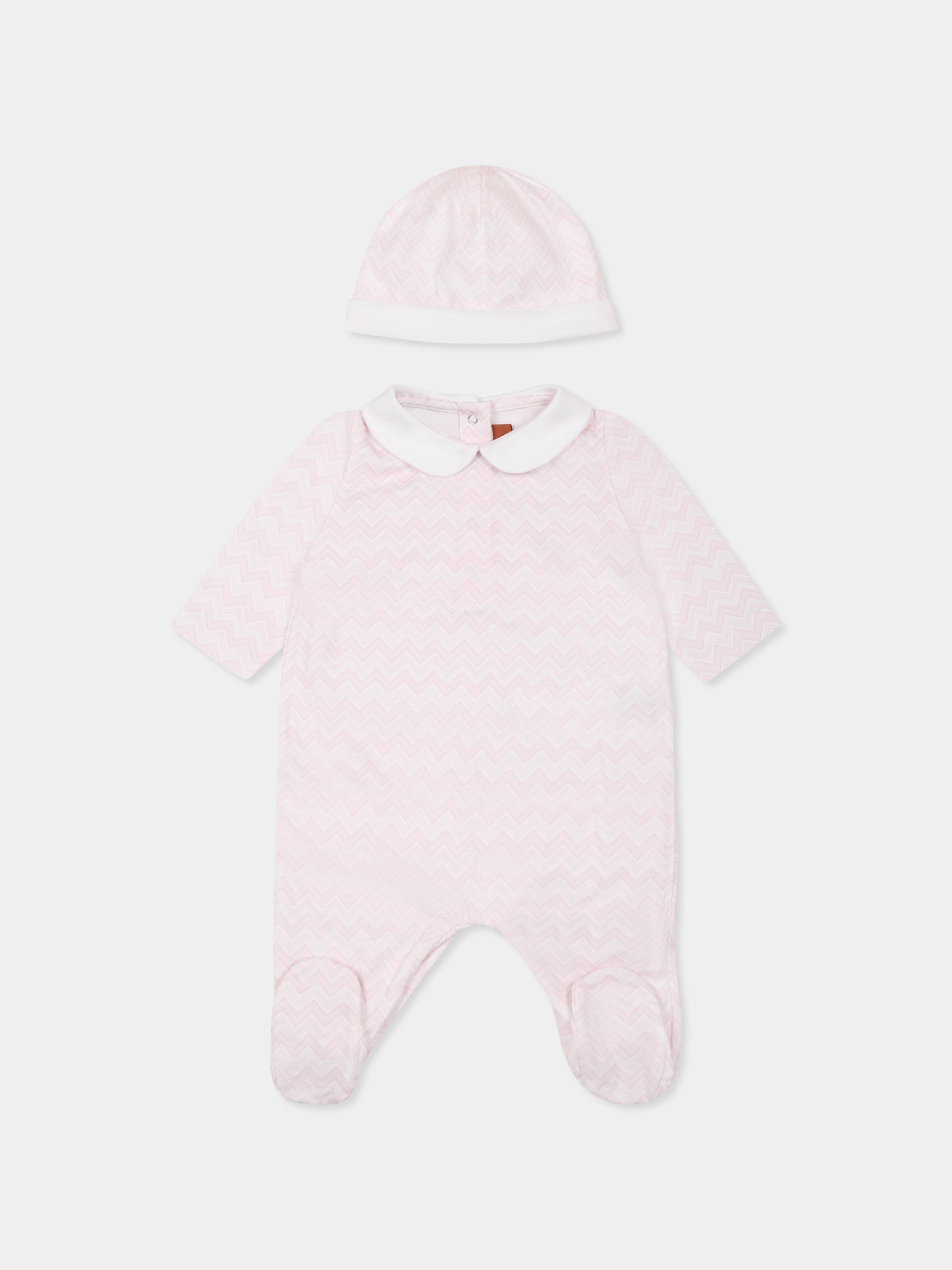 Set tutina rosa per neonata con motivo chevron,Missoni,MWB050 Z2972 100RS