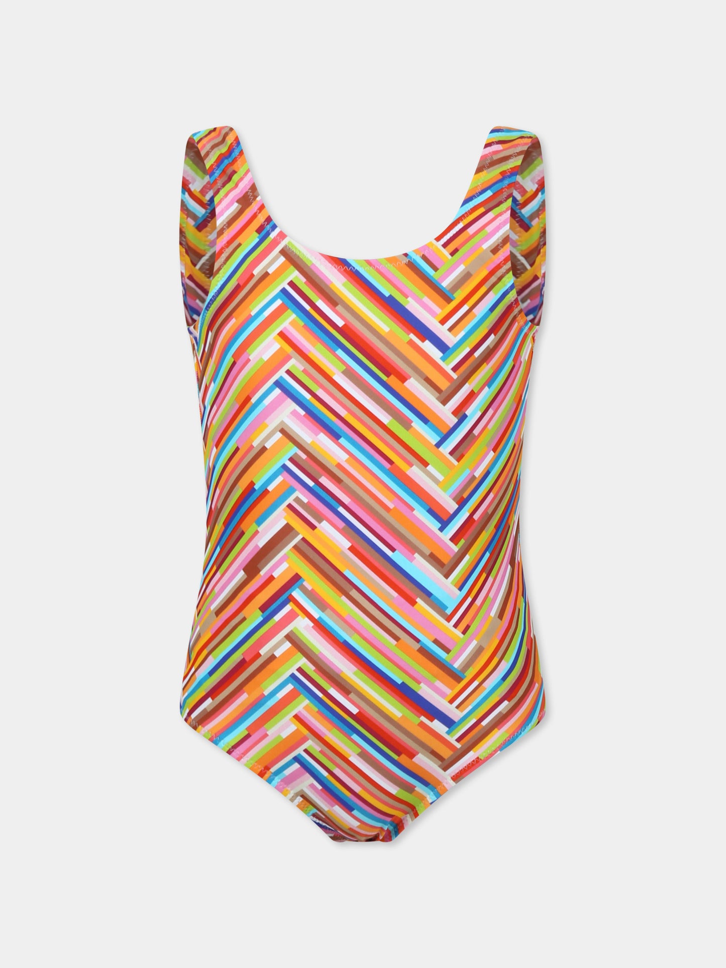 Costume intero multicolor per bambina con motivo chevron,Missoni,MWCA49 Z2891 999