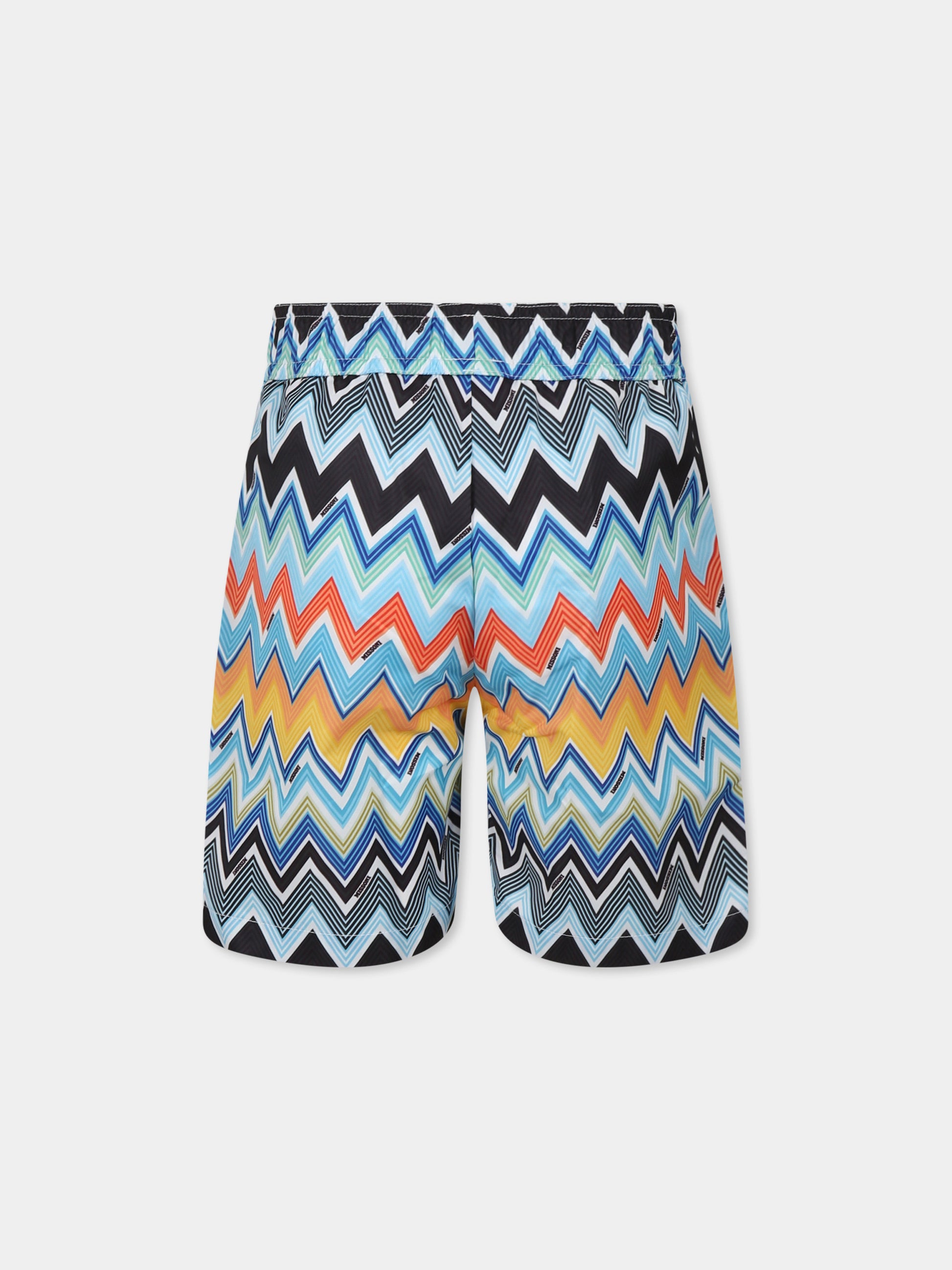 Boxer mare multicolor per bambino con motivo chevron,Missoni,MWCP09 Z2903 998AZ