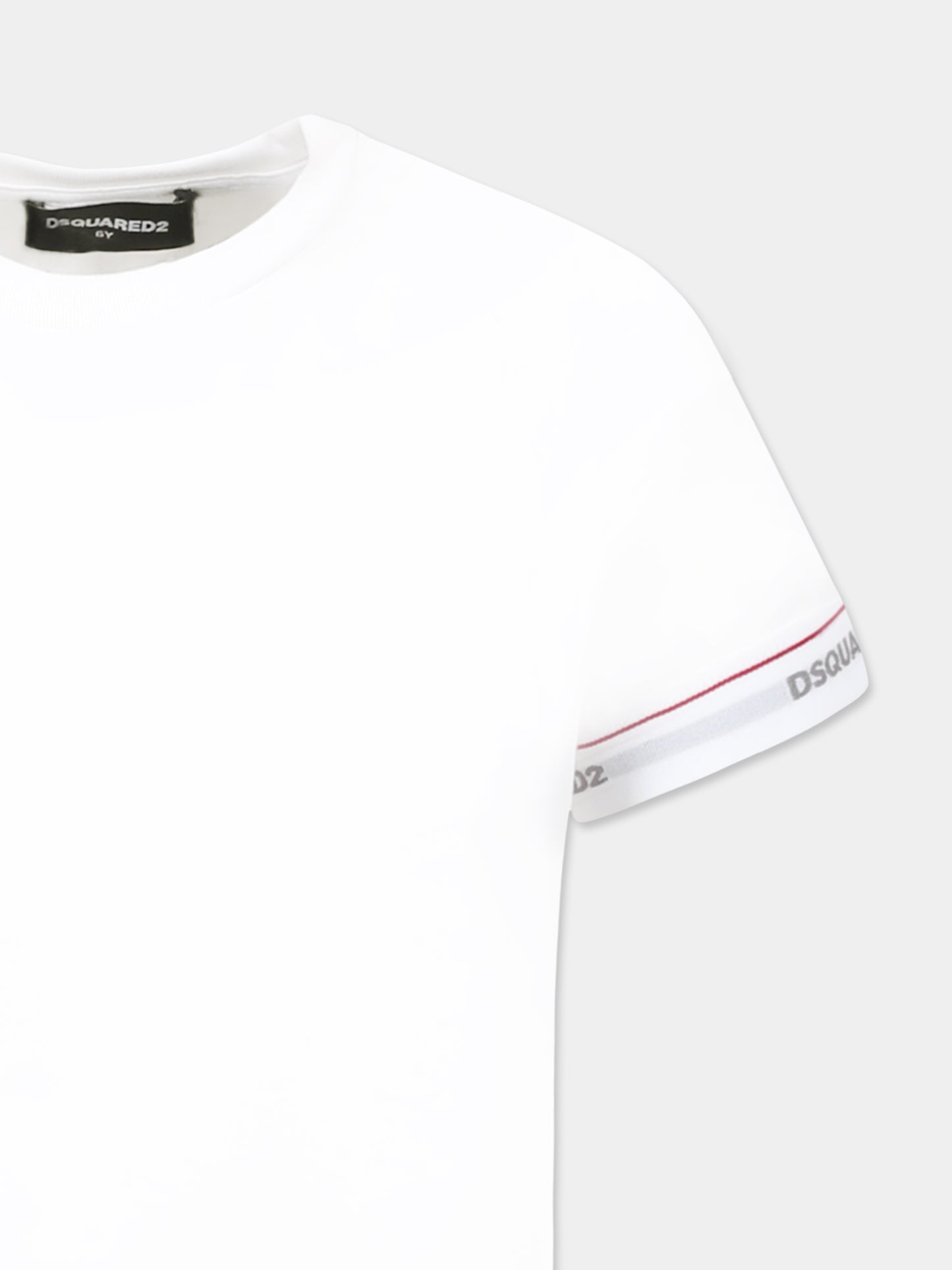 T-shirt bianca per bambino con logo,Dsquared2,DQ2480 D008J D2UT7U DQ100