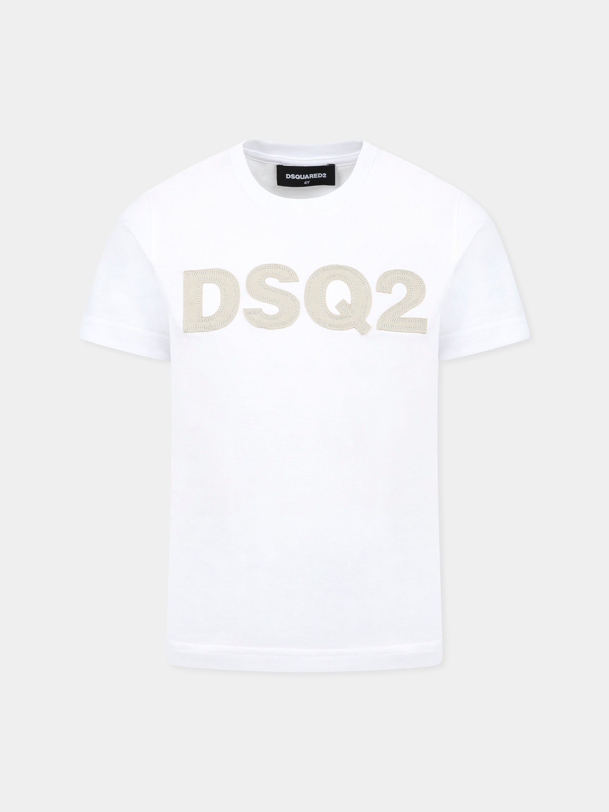 T-shirt bianca per bambino con logo,Dsquared2,DQ2749 D004G D2T1123U DQ100