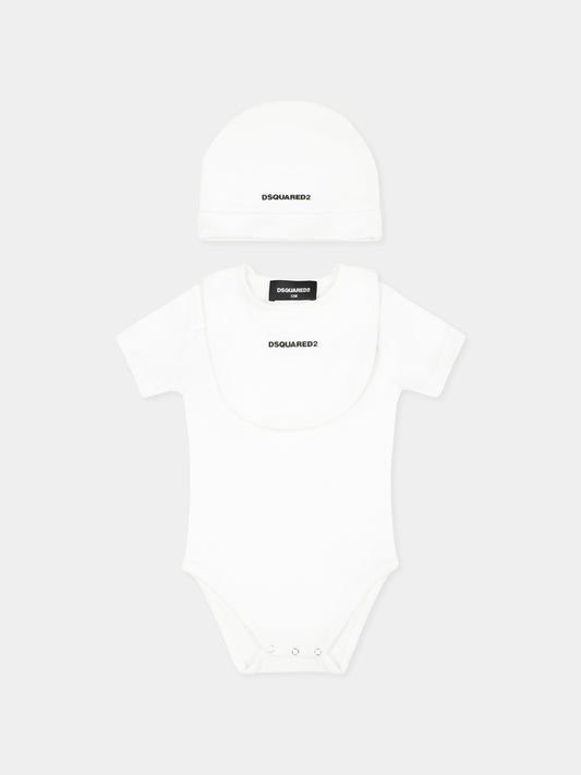 Set body bianco per neonato con logo,Dsquared2,DQ2876 D0A8U D2U100BOX DQ100
