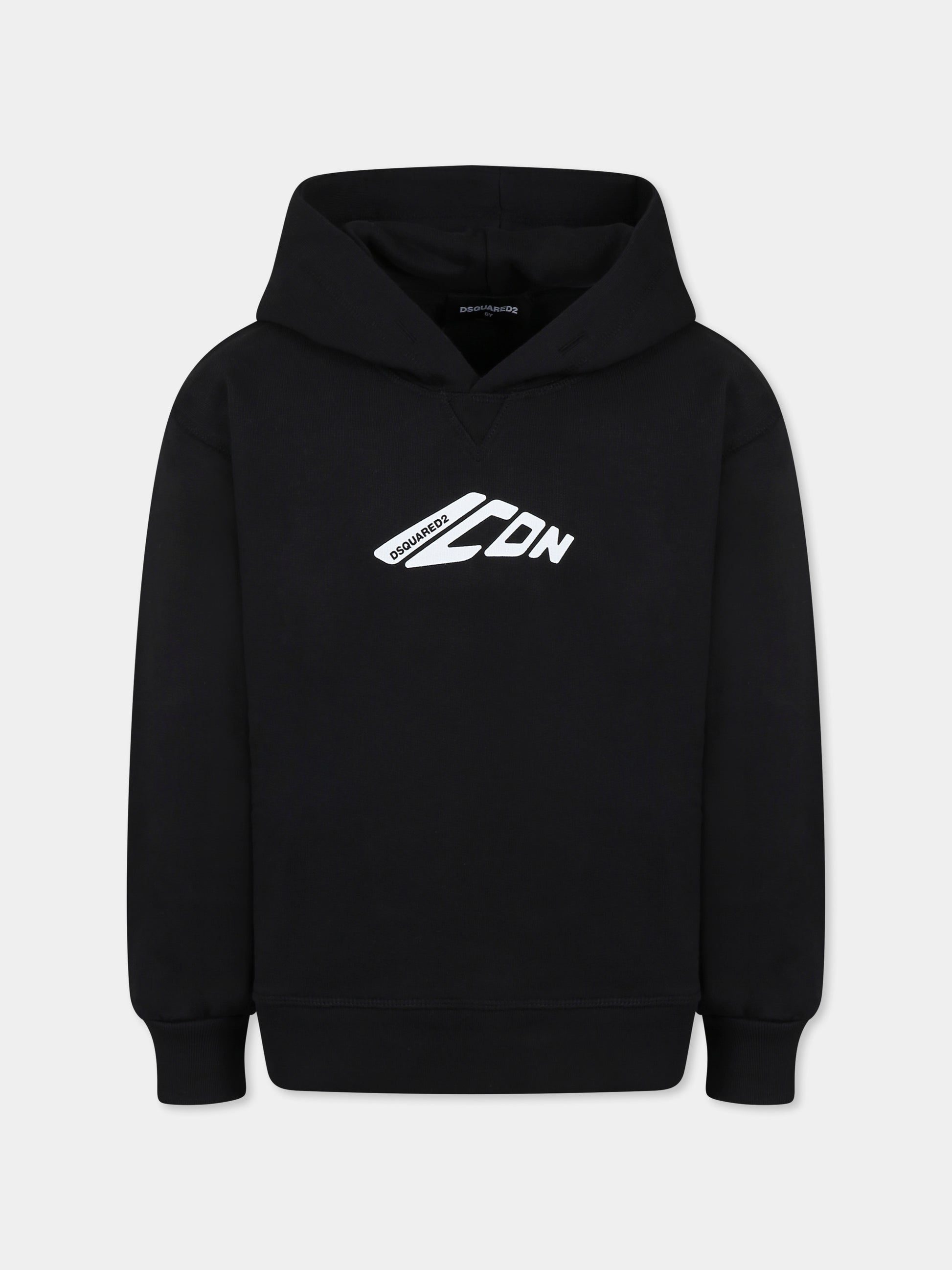 Felpa nera per bambino con logo Icon,Dsquared2,DQ2940 D00ZF D2S909U DQ900