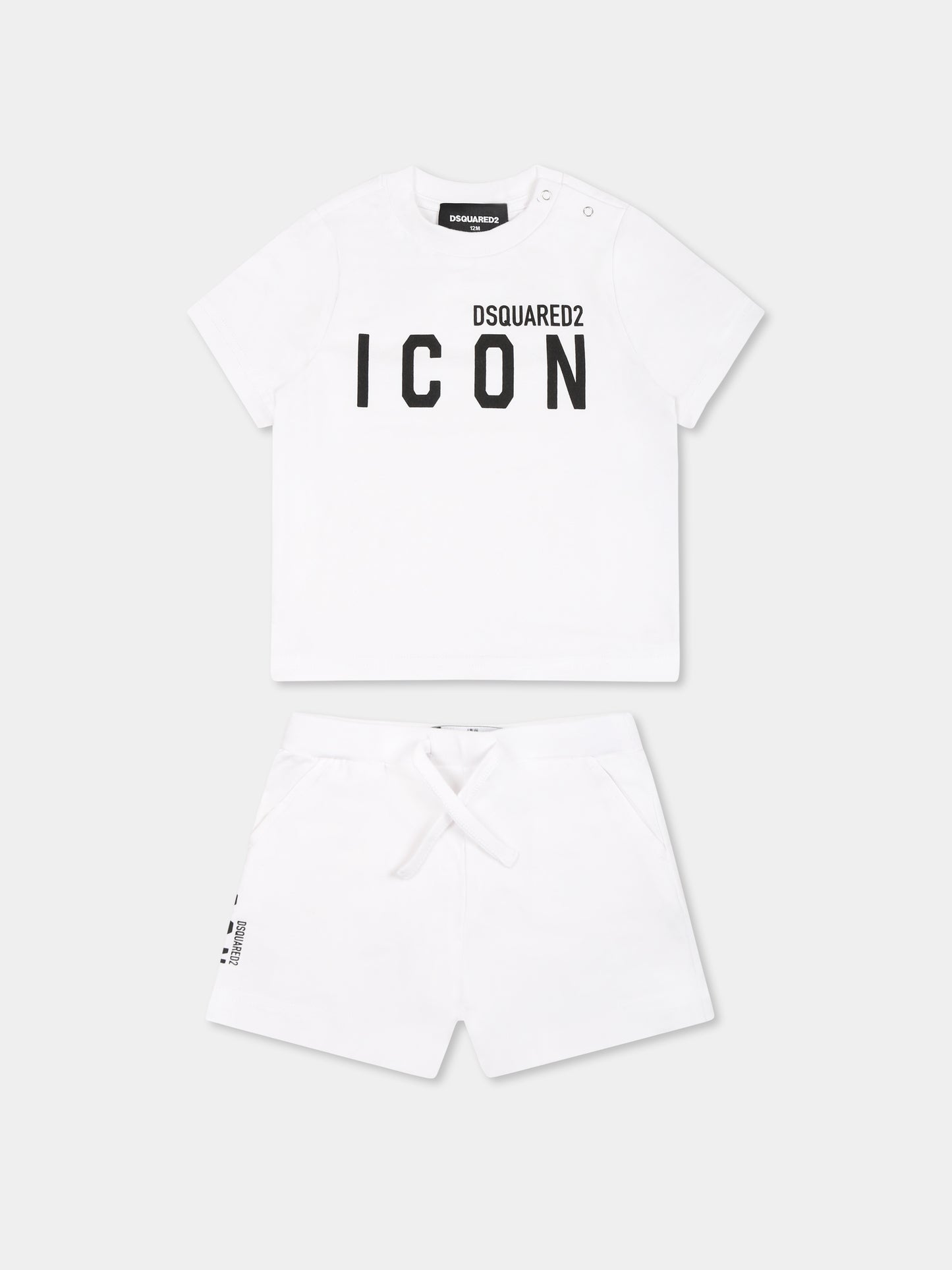 Completo bianco per neonato con logo nero,Dsquared2,DQ2953 D008J D2S14B DQ100