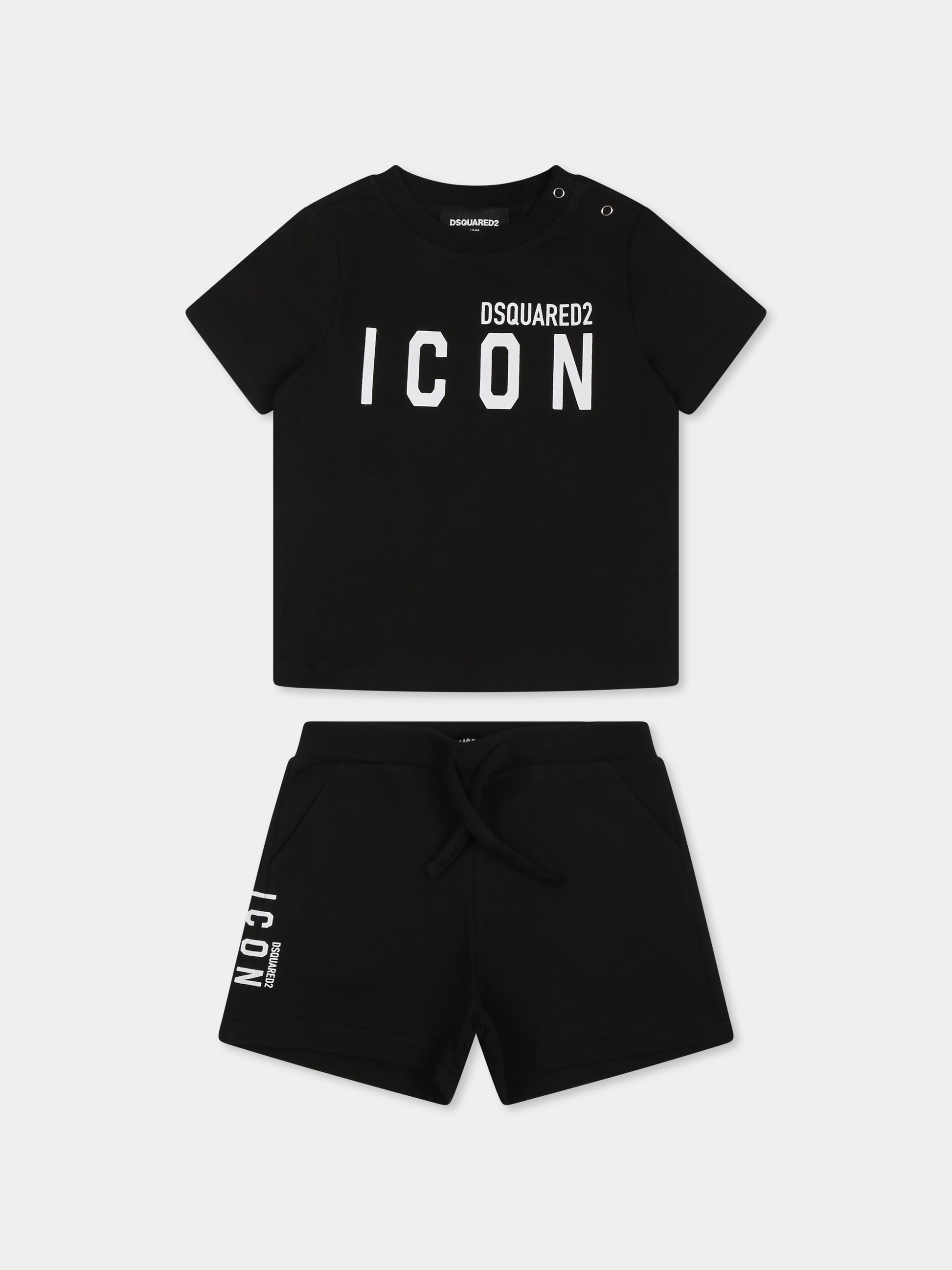 Completo nero per neonato con logo bianco,Dsquared2,DQ2953 D008J D2S14B DQ900