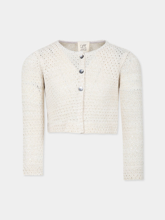 Cardigan avorio per bambina,Caffe' D'orzo,ZW9A10 Q0043 103