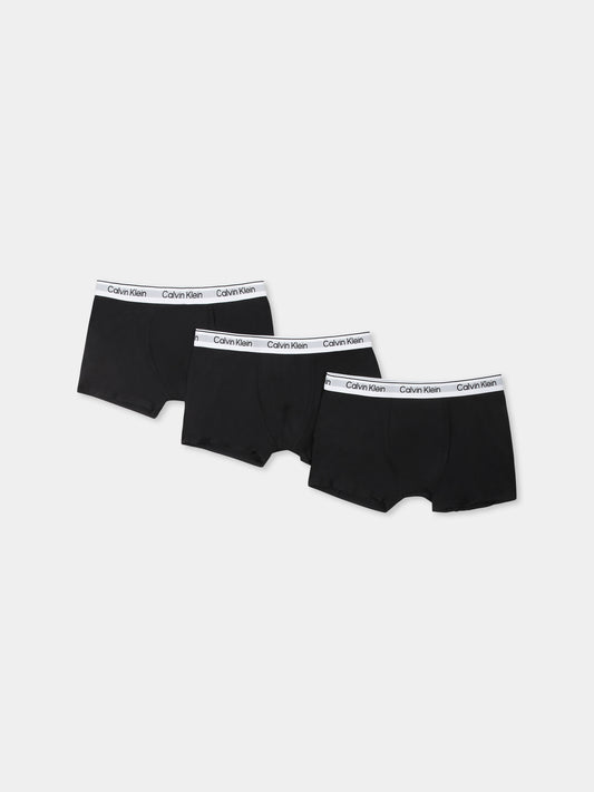 Set boxer nero per bambino con logo,Calvin Klein Kids,25S CAB70B700507T B70B700507 0R8