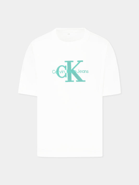 T-shirt bianca per bambino con logo,Calvin Klein Kids,25S CKIB0IB02452J IB0IB02452 YAF