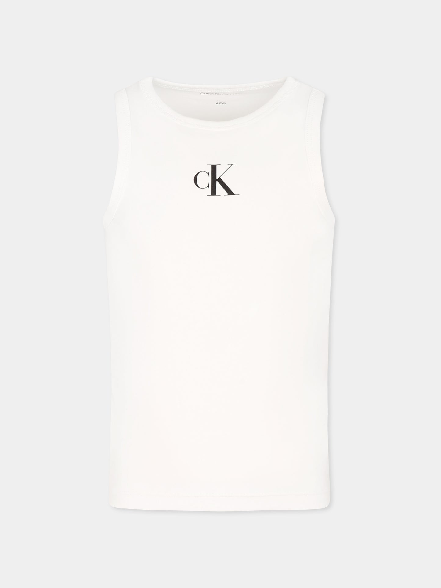 Canotta bianca per bambina con logo,Calvin Klein Kids,25S CKIG0IG02435J IG0IG02435 YAF