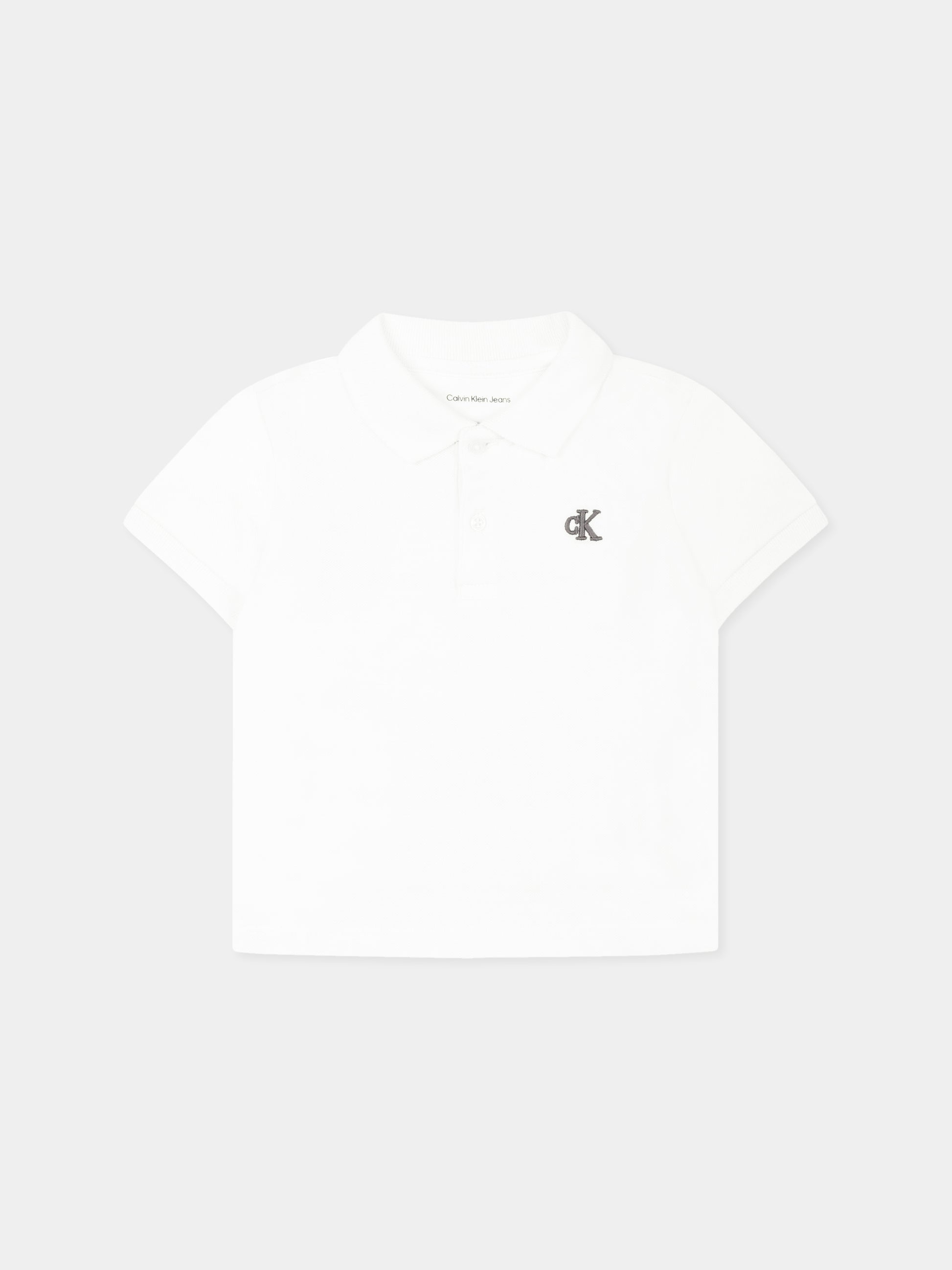 Polo bianca per neonato con logo,Calvin Klein Kids,25S CKIN0IN00170J IN0IN00170 YAF