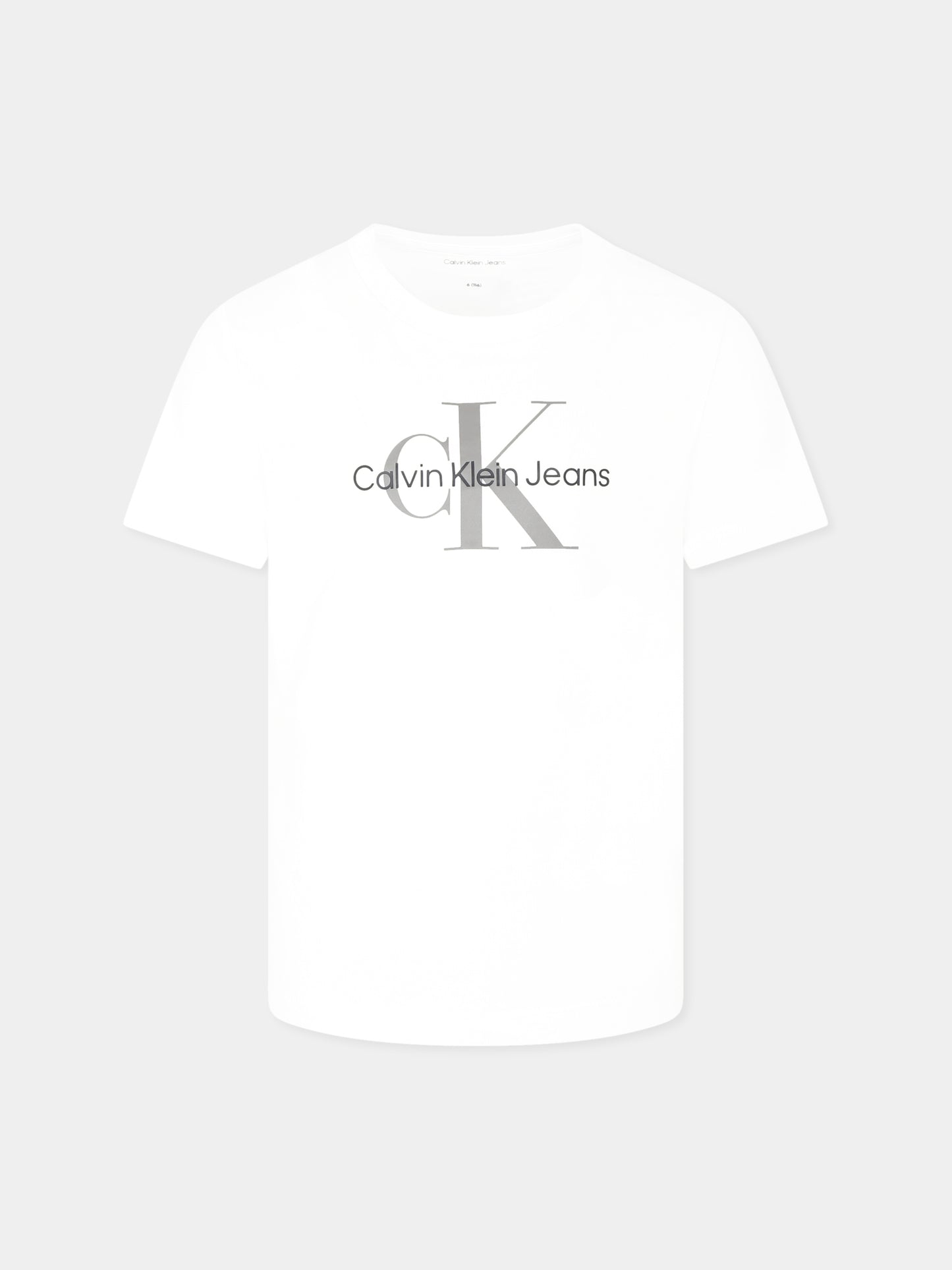 T-shirt bianca per bambini con logo,Calvin Klein Kids,25S CKIU0IU00676J IU0IU00676 YAF