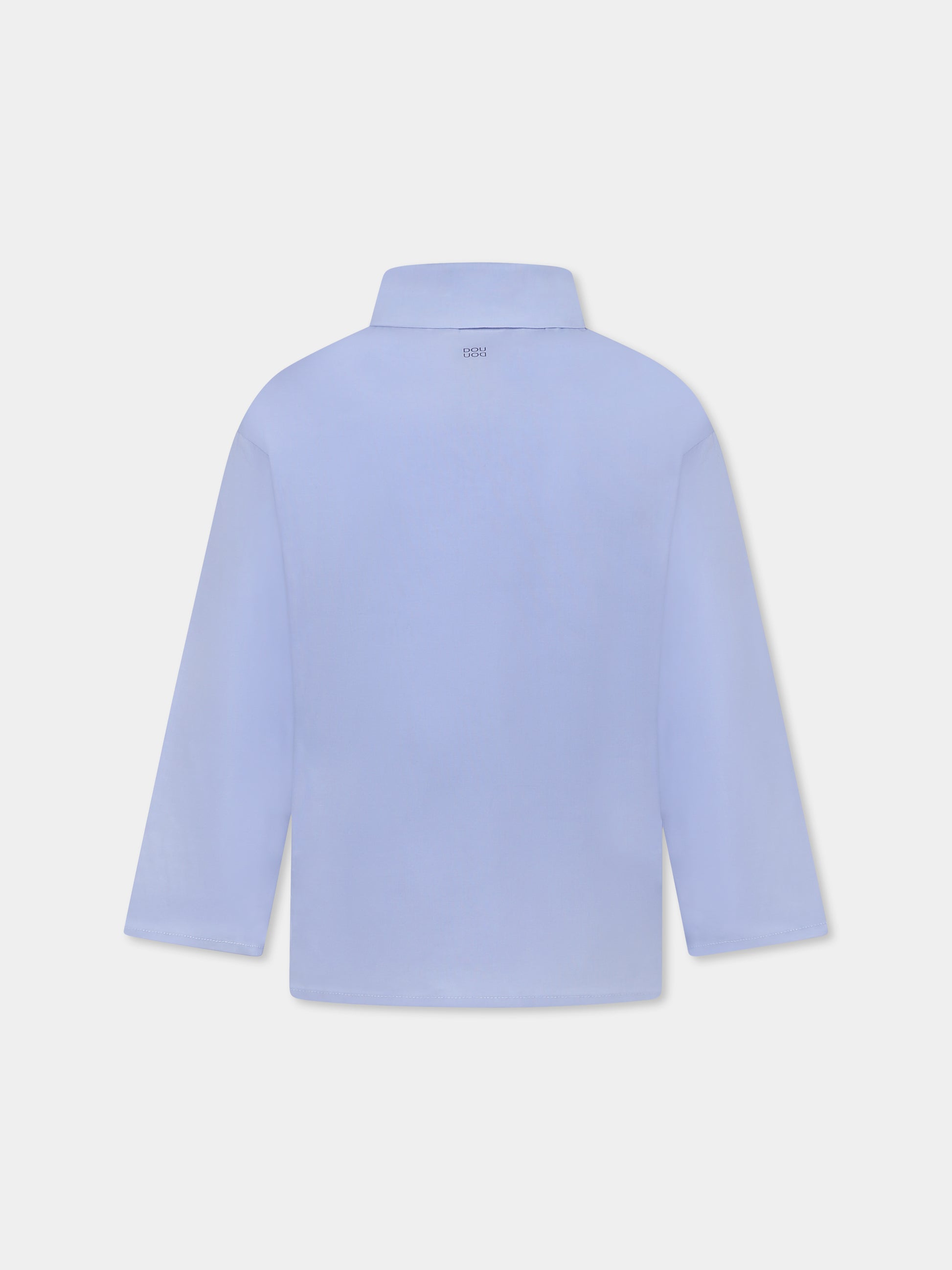 Camicia celeste per bambina con logo,Douuod Kids,DW5P10 P0522 679