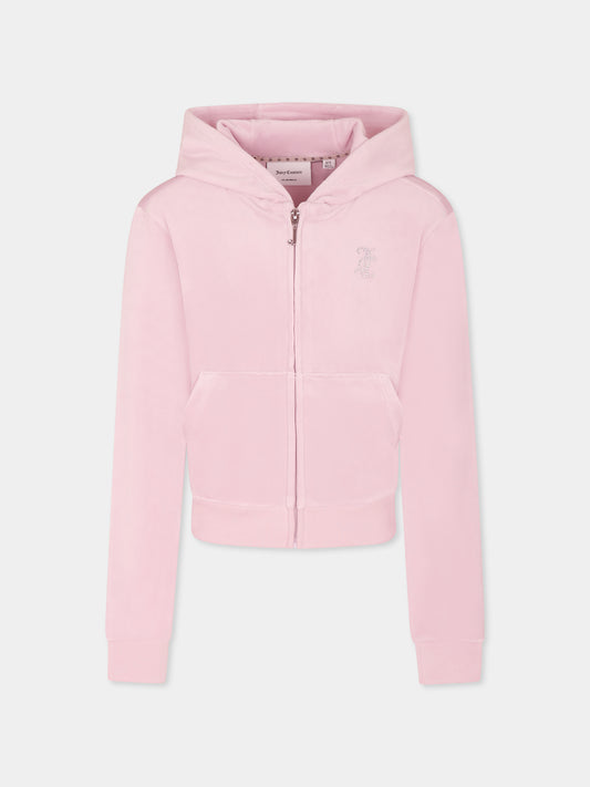 Felpa viola per bambina con logo di strass,Juicy Couture,25S JCJBX6358 JBX6358 Y8U