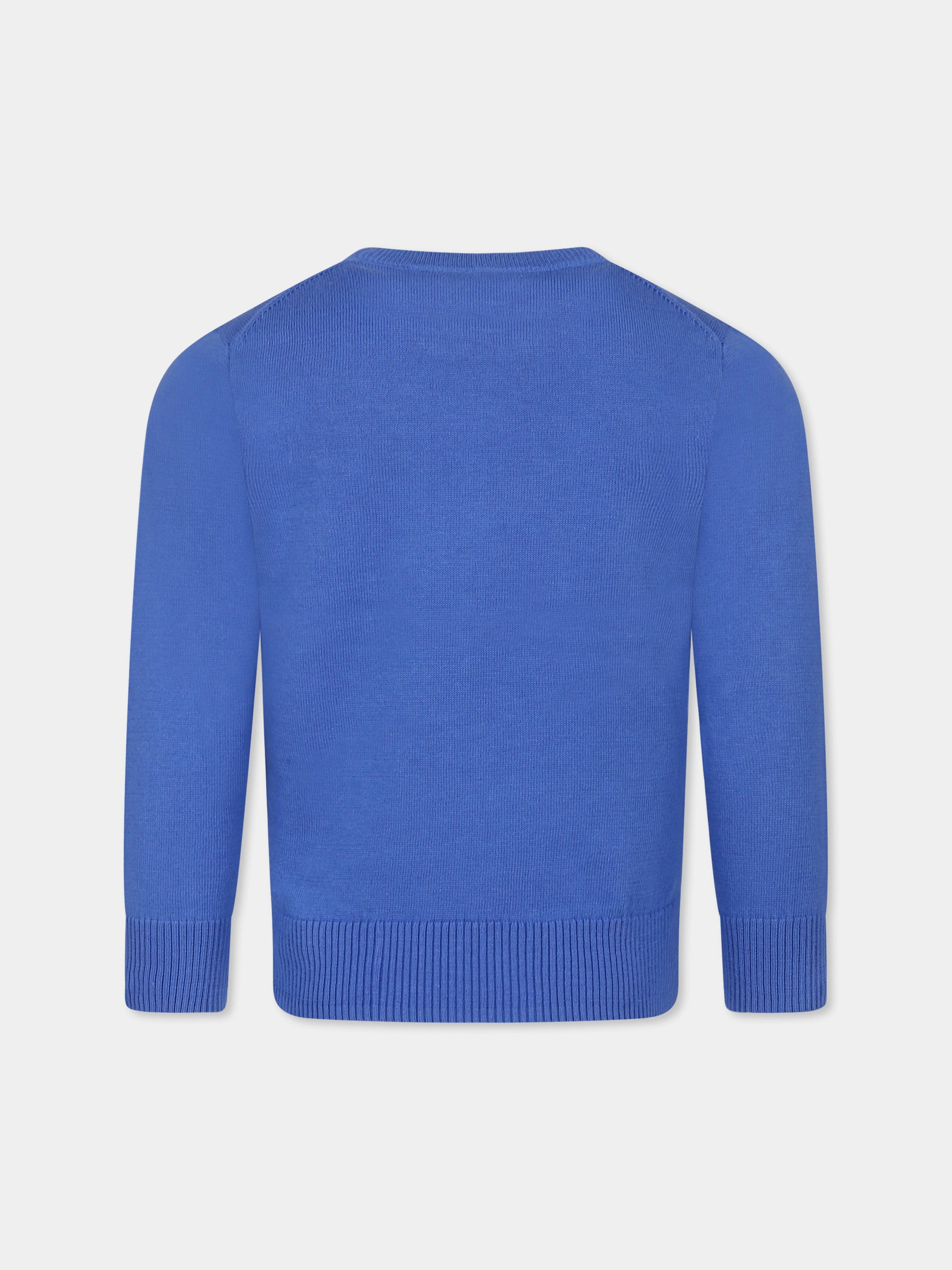 Maglione azzurro per bambino con iconico cavallino arancione,Ralph Lauren Kids,799887044 BLUE