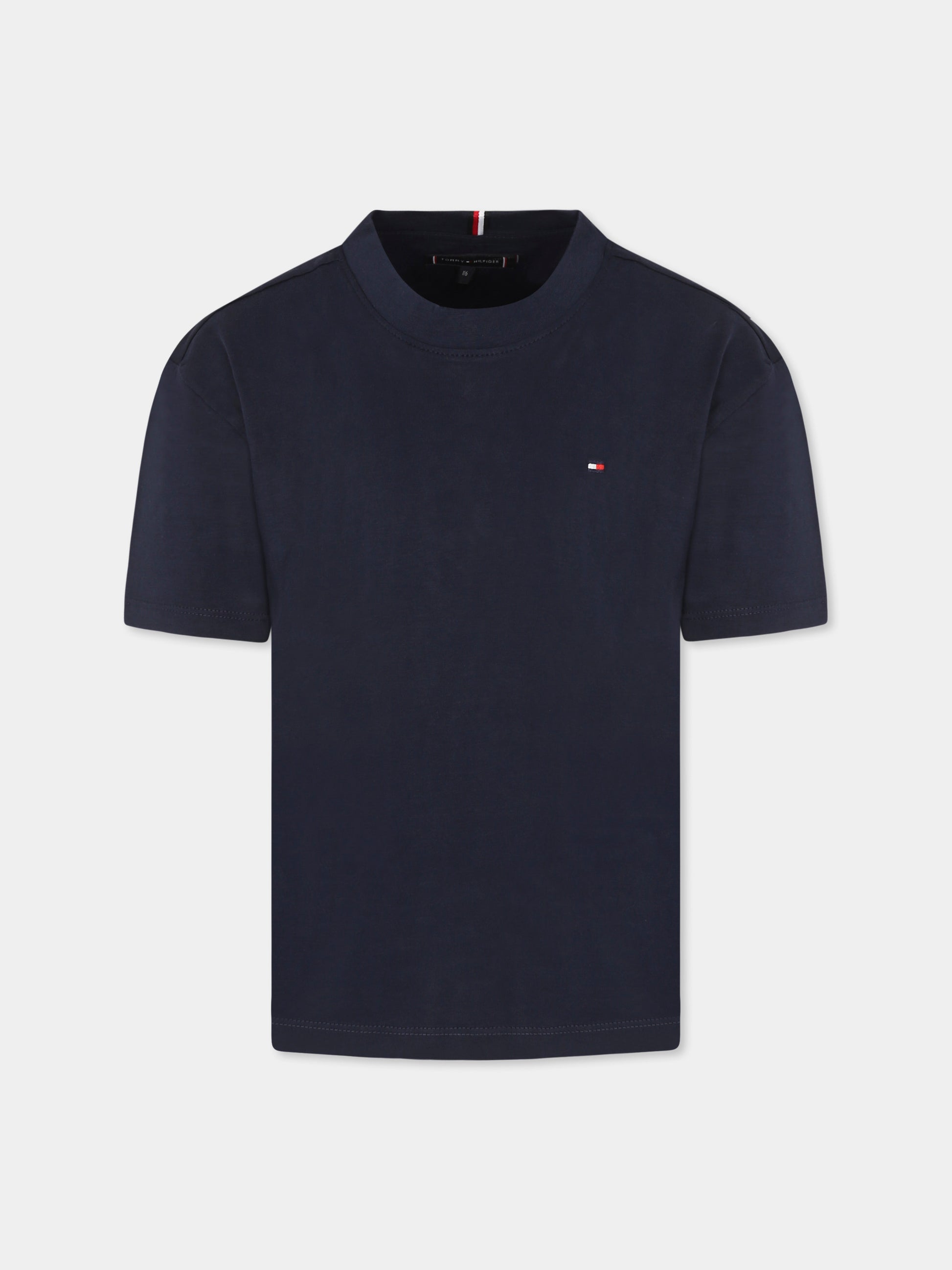 T-shirt blu per bambino con bandierina,Tommy Hilfiger Junior,25S THKB0KB09646J KB0KB09646 C1G