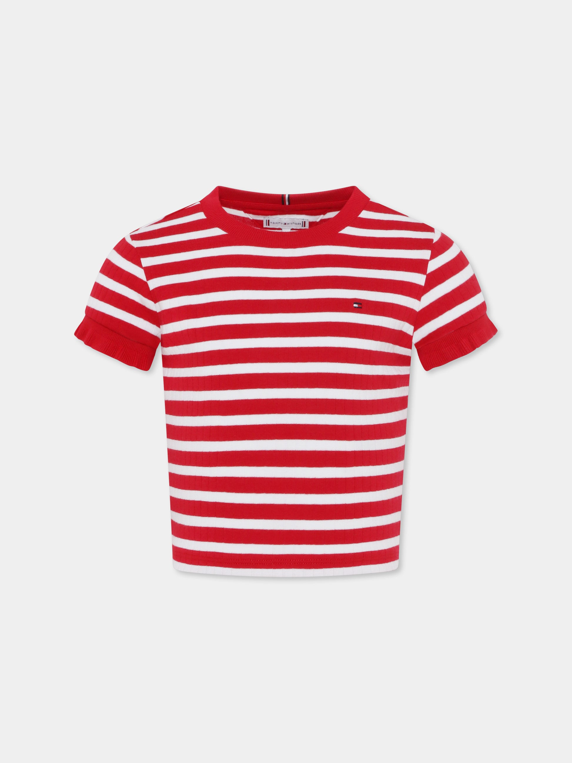 T-shirt rossa per bambina con bandierina,Tommy Hilfiger Junior,25S THKG0KG08534J KG0KG08534 XLG