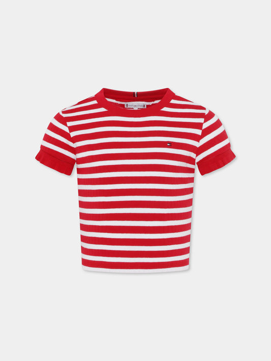 T-shirt rossa per bambina con bandierina,Tommy Hilfiger Junior,25S THKG0KG08534J KG0KG08534 XLG