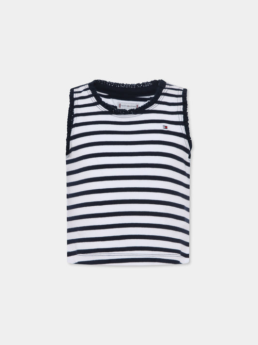 Canotta multicolor per bambina con bandierina,Tommy Hilfiger Junior,25S THKG0KG08588J KG0KG08588 C1G