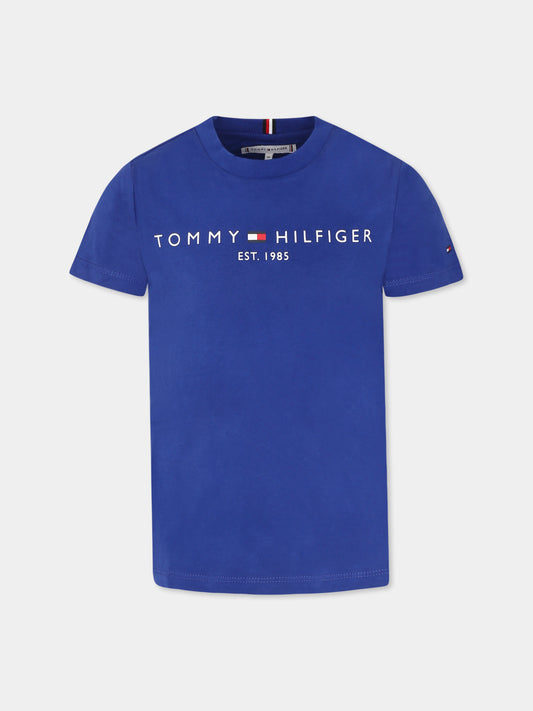 T-shirt blu per bambino con logo,Tommy Hilfiger Junior,25S THKS0KS00397J KS0KS00397 D03