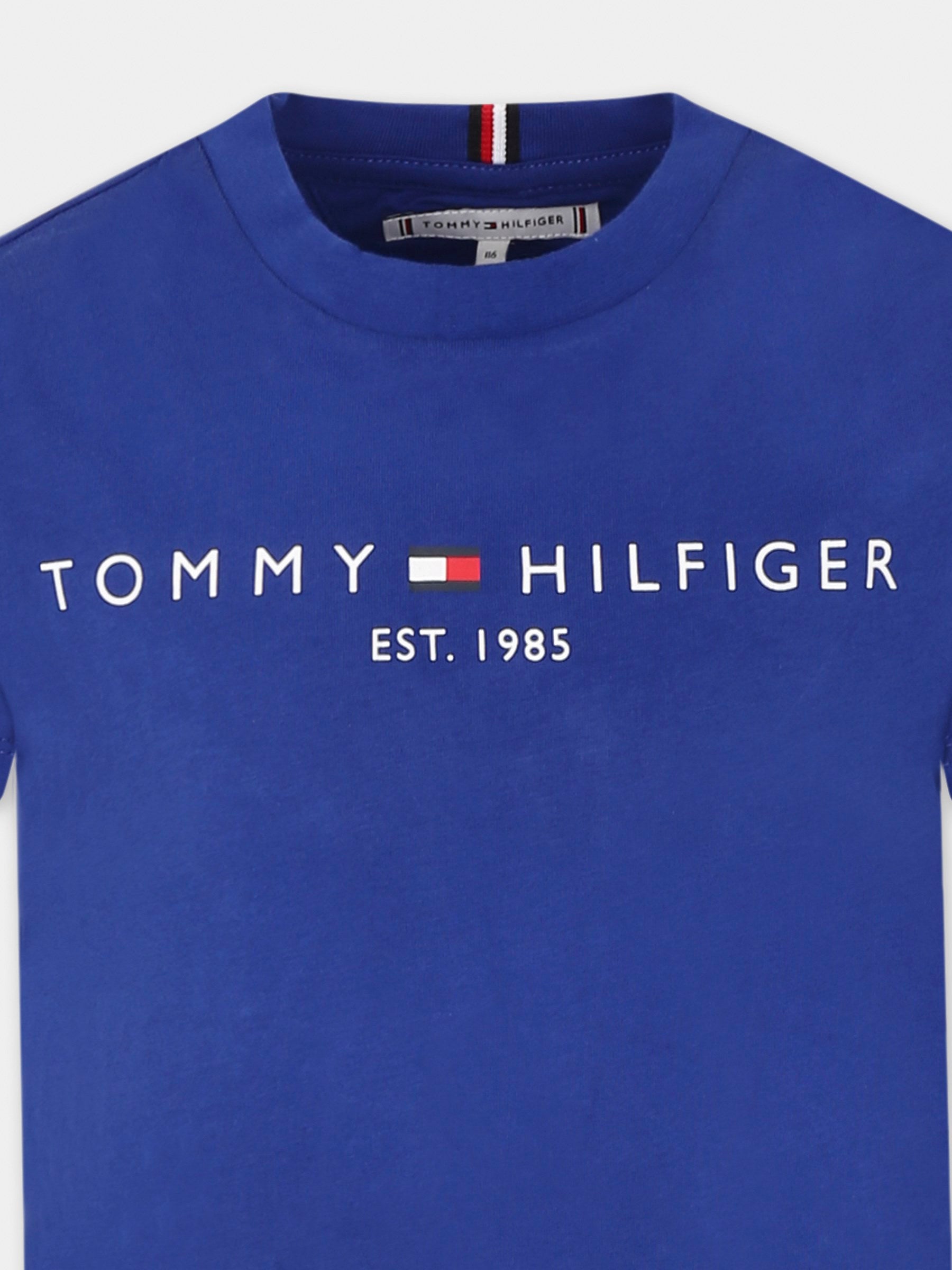 T-shirt blu per bambino con logo,Tommy Hilfiger Junior,25S THKS0KS00397J KS0KS00397 D03
