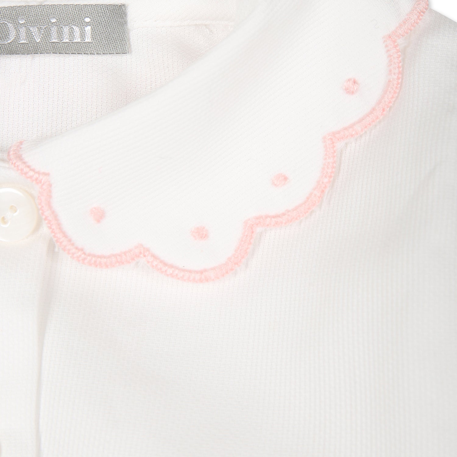 Camicia bianca con ricamo rosa per neonata,Divini,DVI S 00116