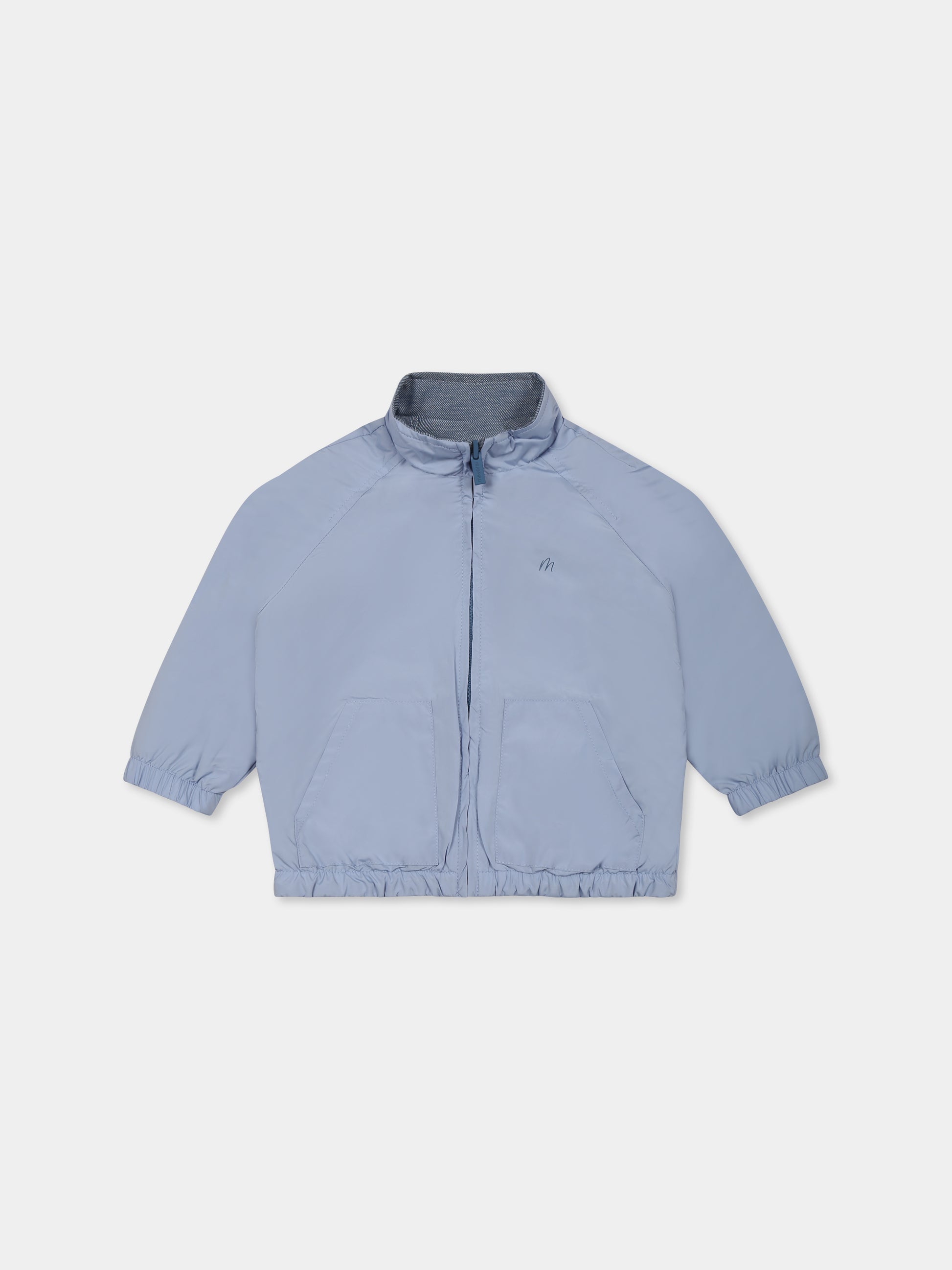 Giacca a vento reversibile celesteper neonato con logo,Mayoral,1476 067