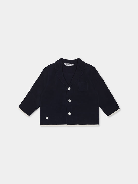 Cardigan blu per neonato con logo,Mayoral,1469 066