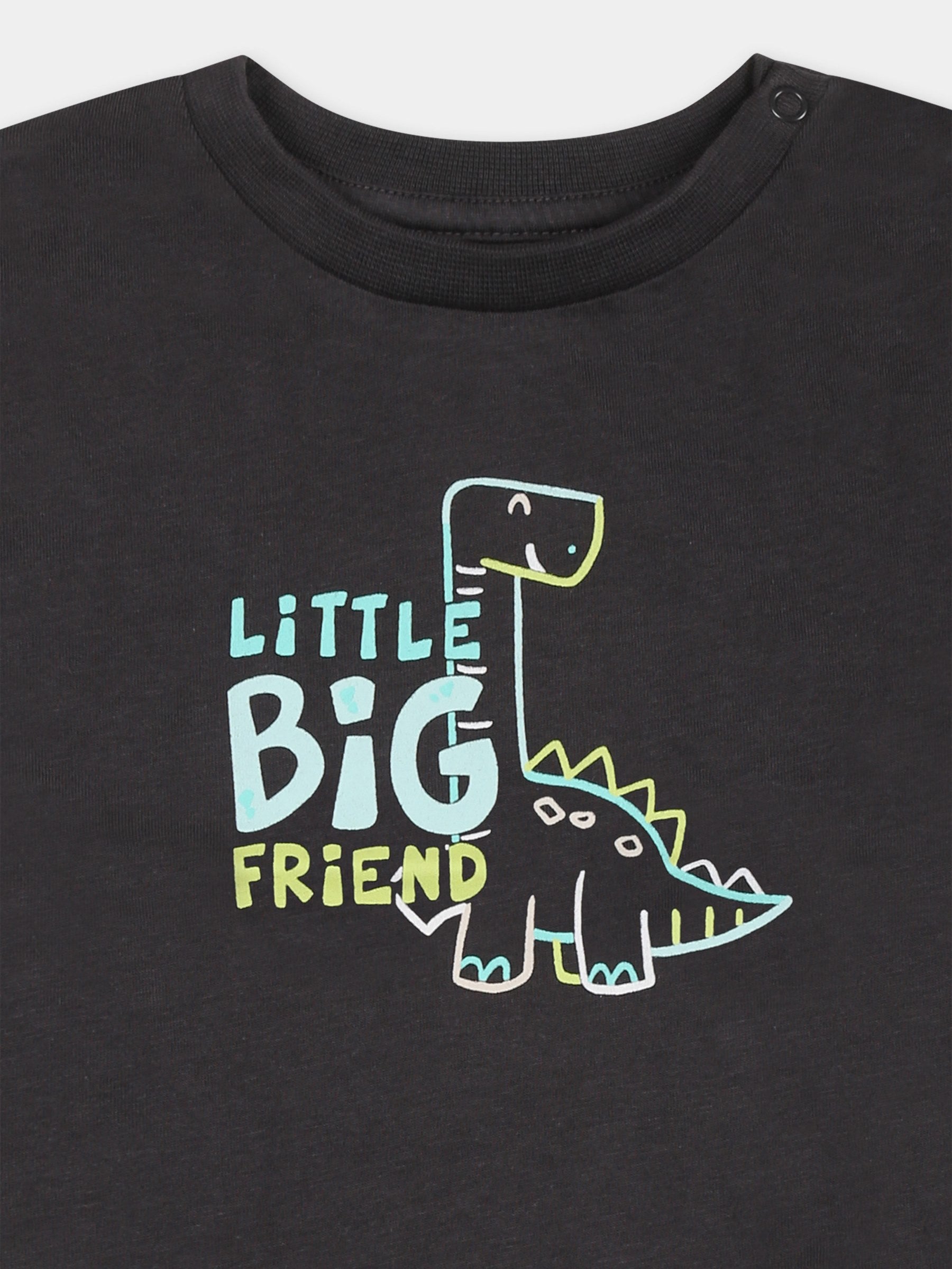 T-shirt nera per neonato con stampa dinosauro,Mayoral,1062 056