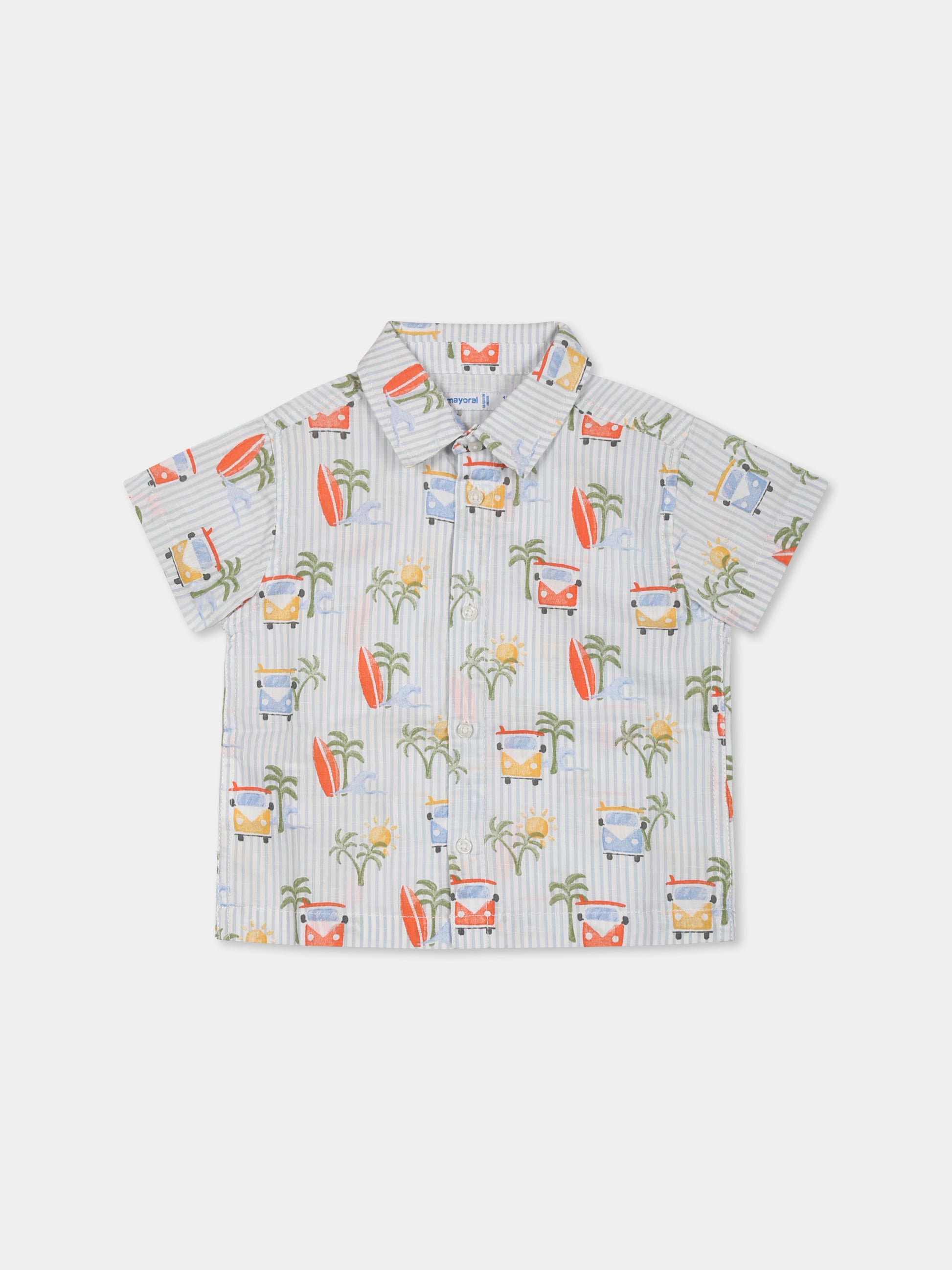 Camicia celeste per neonato stampa all-over,Mayoral,1112 077