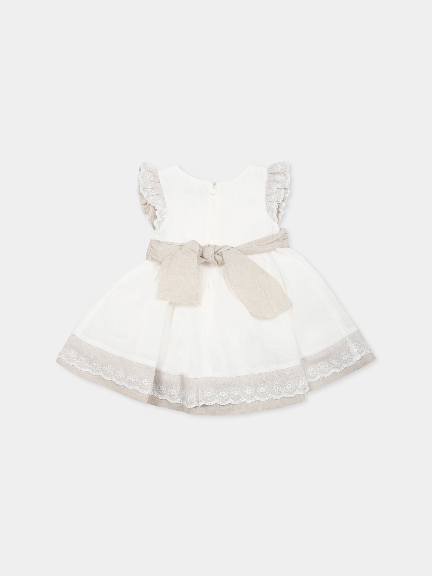 Ivory dress for baby girl with bow