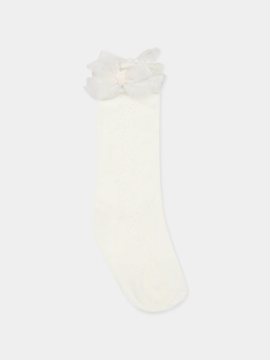 Calzini avorio per neonata con fiocco,Mayoral,10871 081