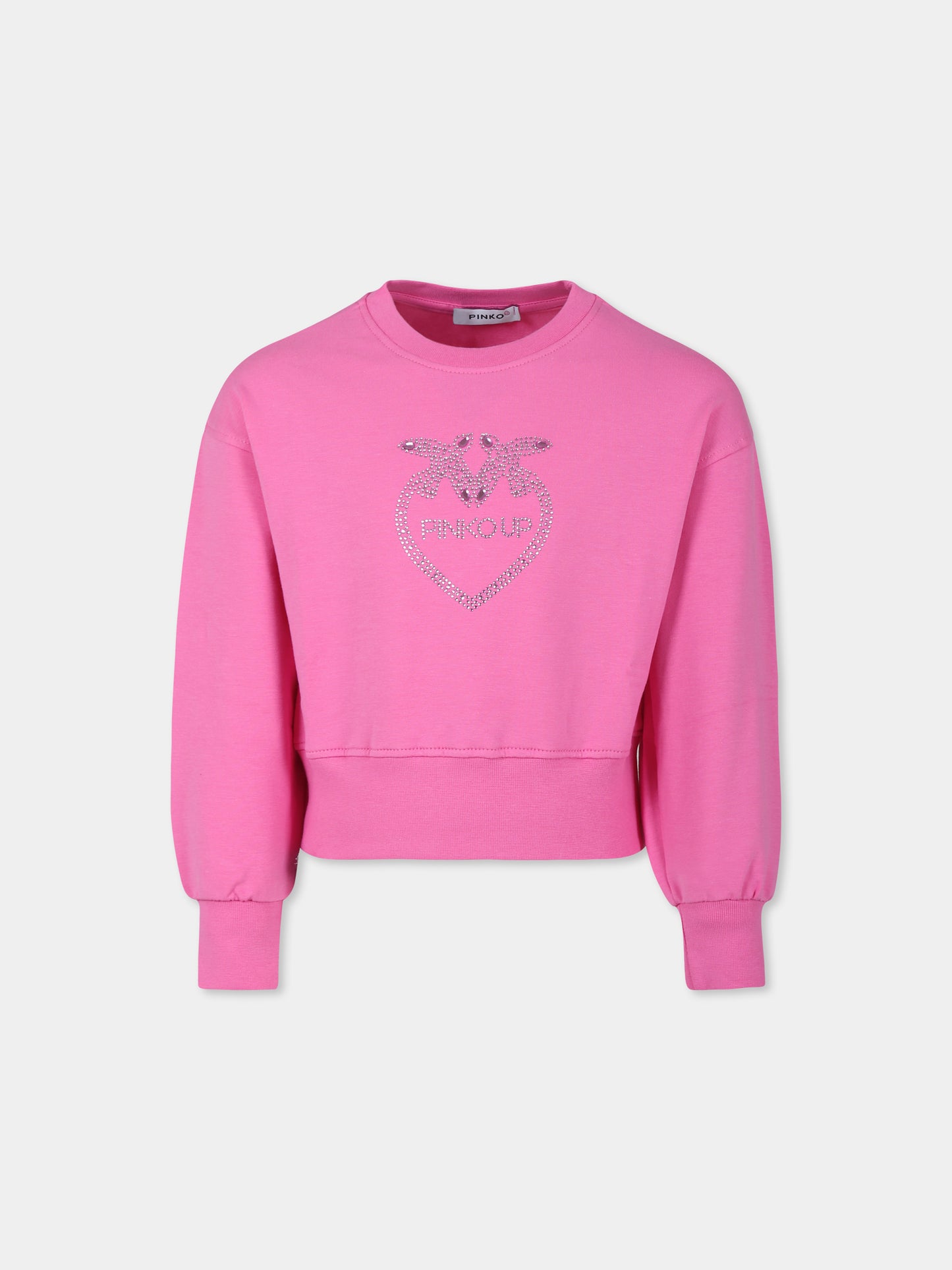 Felpa fucsia per bambina con cuore e logo,Pinko,S4PIJGSW057 045