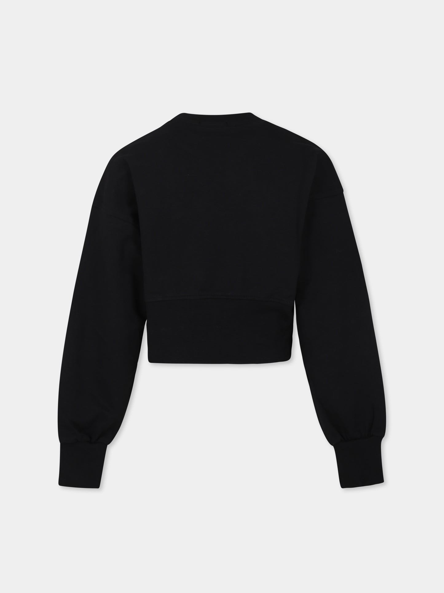 Felpa crop nera per bambina con logo,Pinko,S4PIJGSW198 110