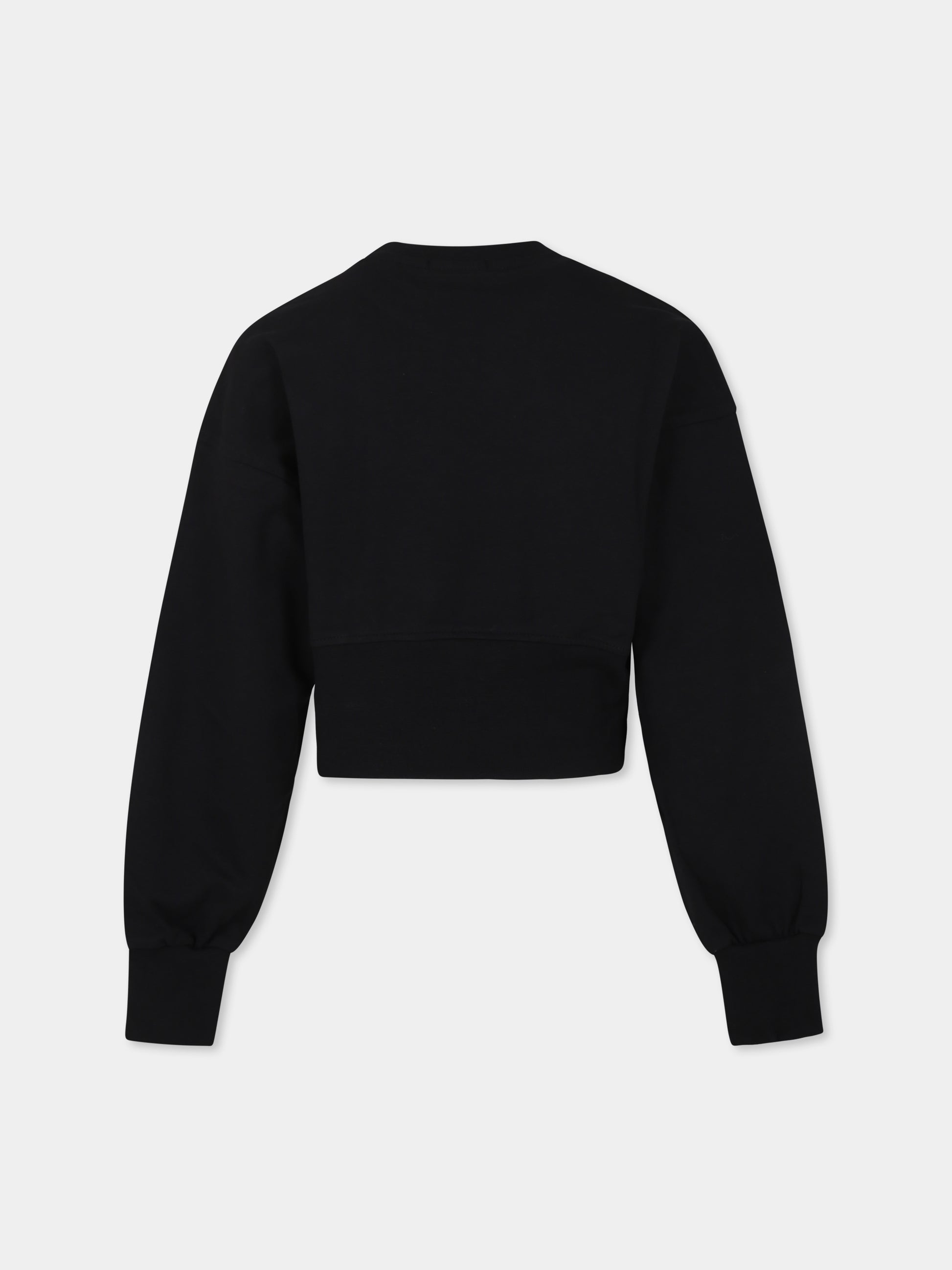 Felpa crop nera per bambina con logo,Pinko,S4PIJGSW198 110
