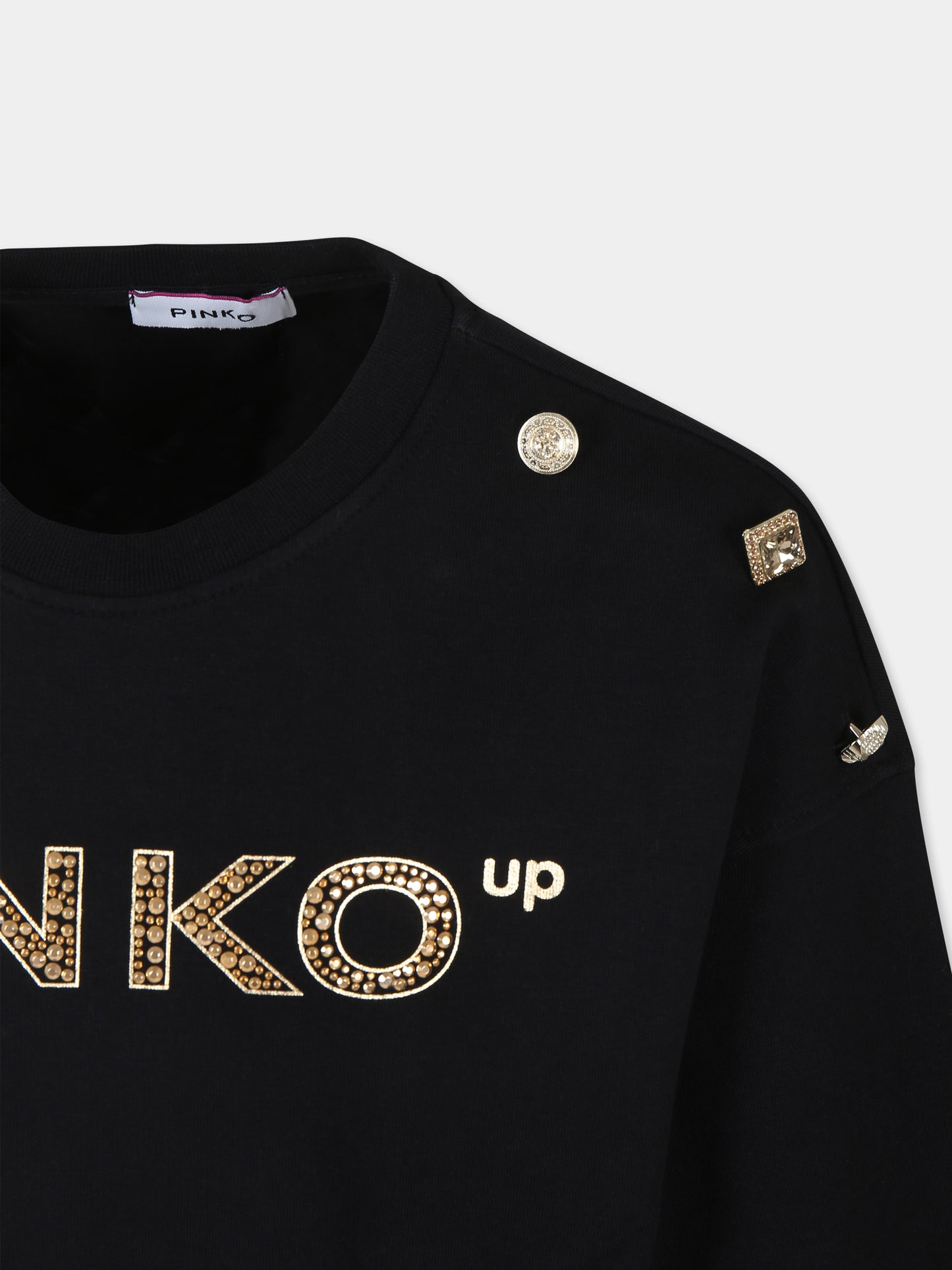 Felpa crop nera per bambina con logo,Pinko,S4PIJGSW198 110