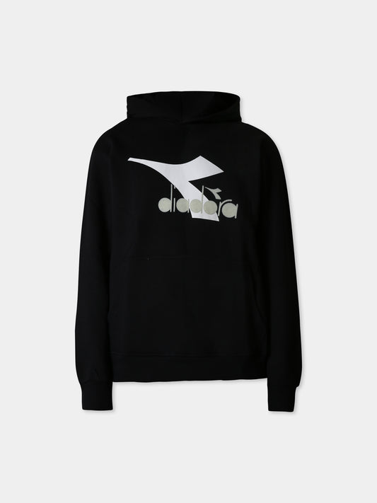 Felpa nera per bambino con logo,Diadora Kids,F3DIJBHS034 110