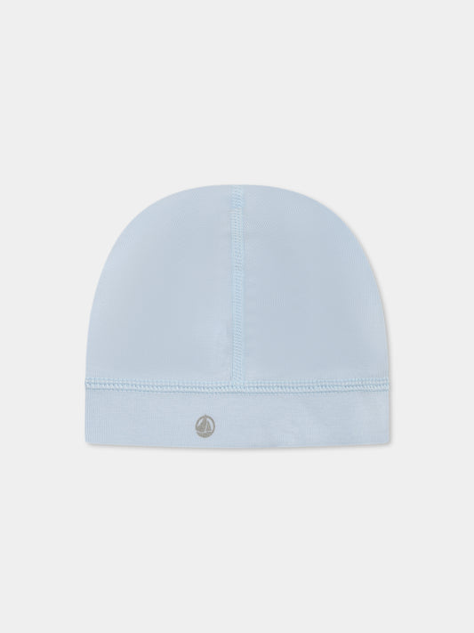 Cappello celeste per neonato con logo,Petit Bateau,A0CIU TOUDOU 01