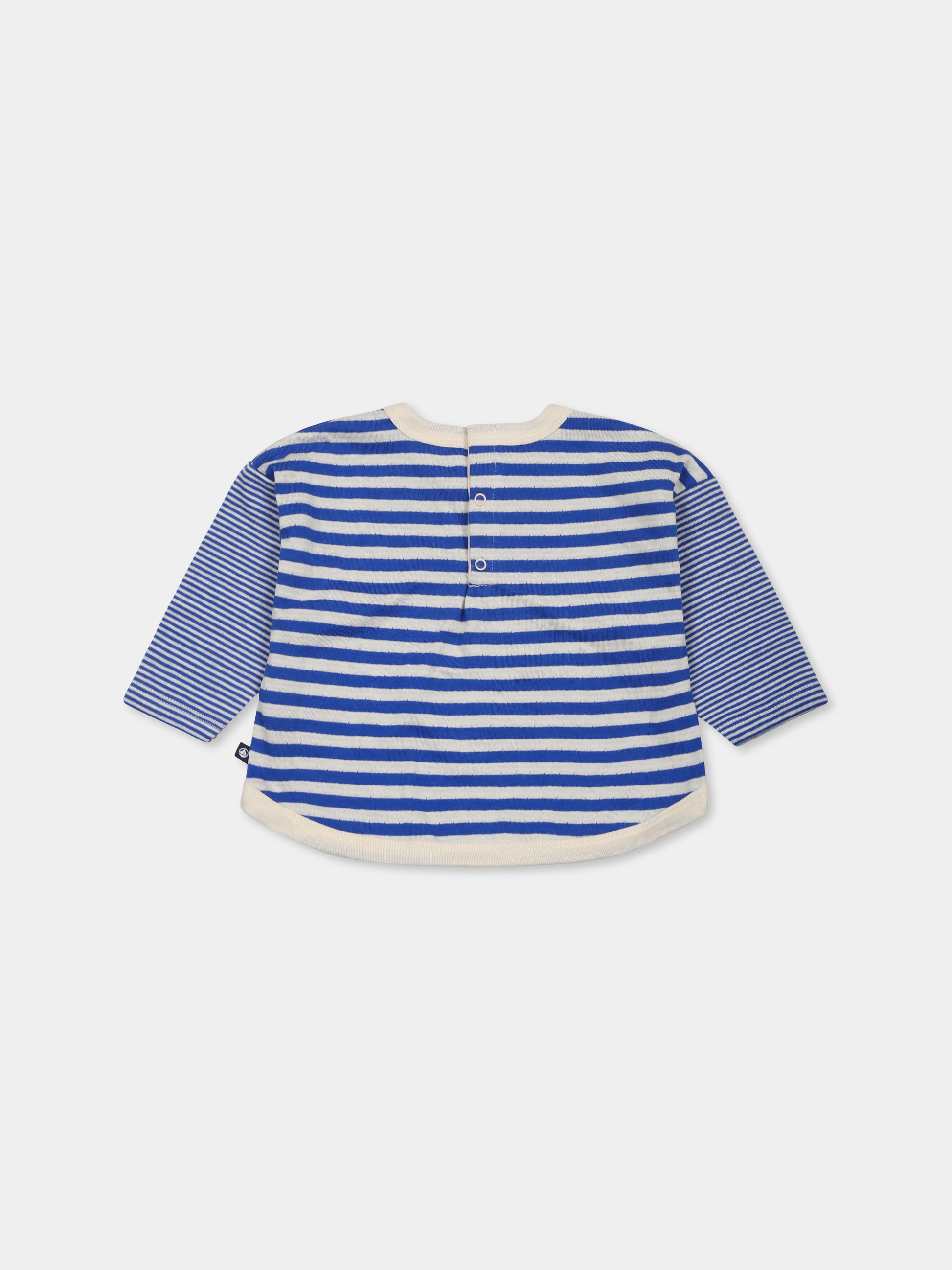 T-shirt azzzurra per neonati con logo,Petit Bateau,A0CW9 PERSE/AVALANCHE 02