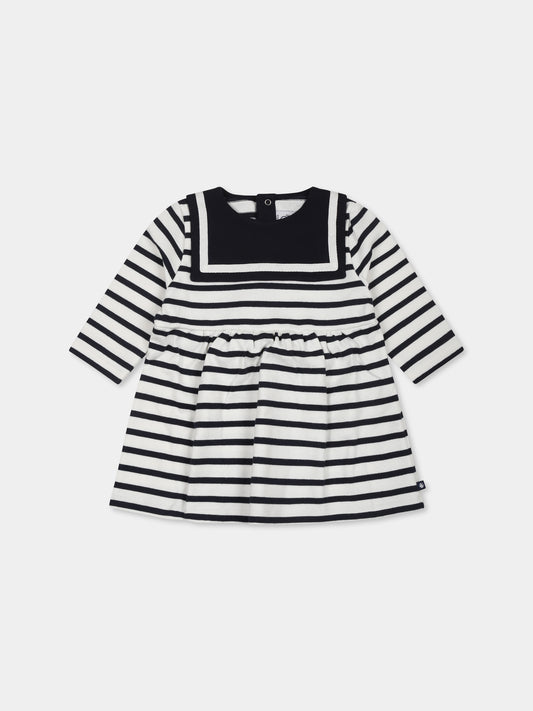 Vestito bianco per neonata,Petit Bateau,A0CNY MARSHMALLOW/SMOKING 01