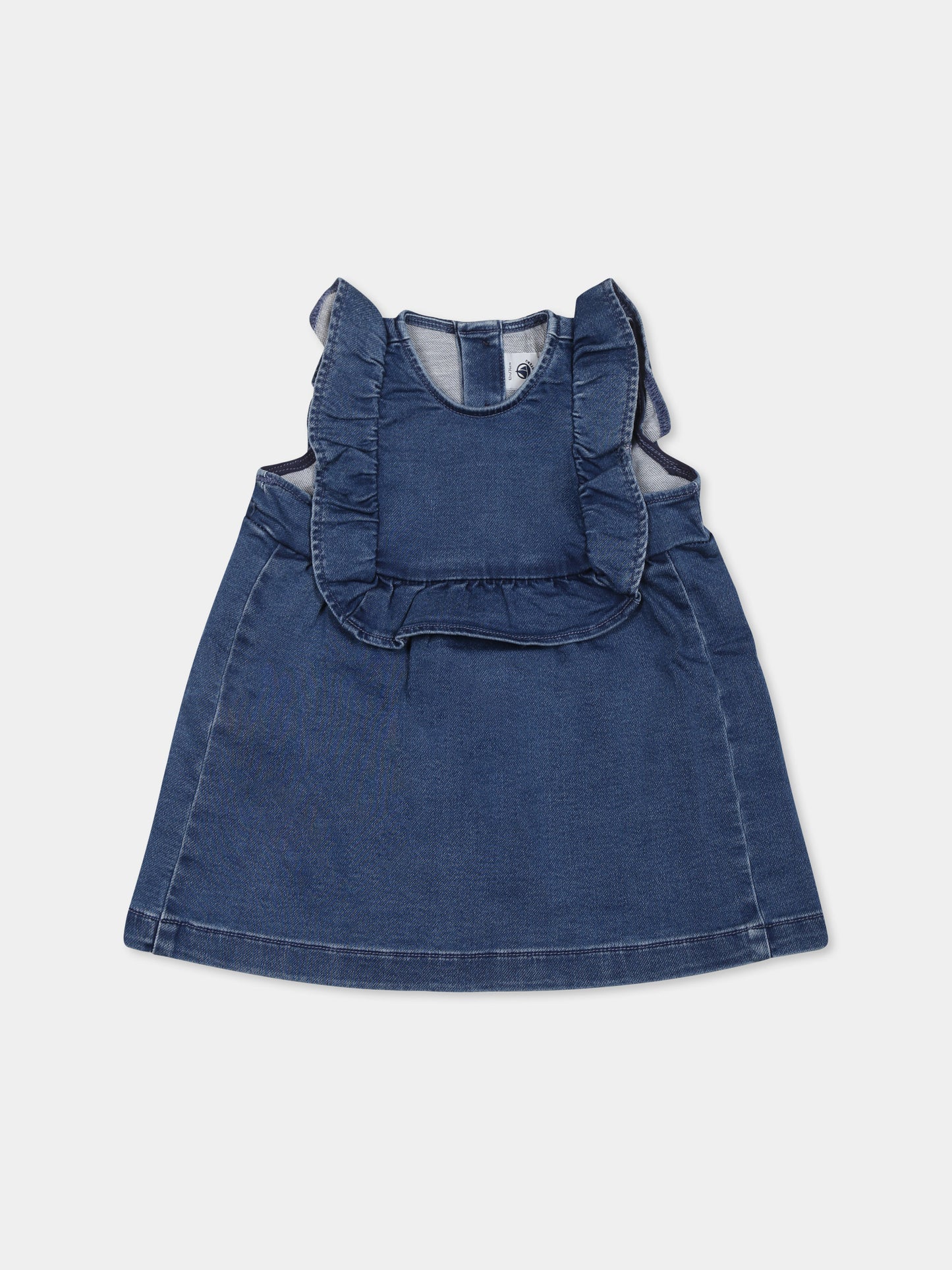 Vestito denim per neonata,Petit Bateau,A0CLK  BLEU DELAVE 01