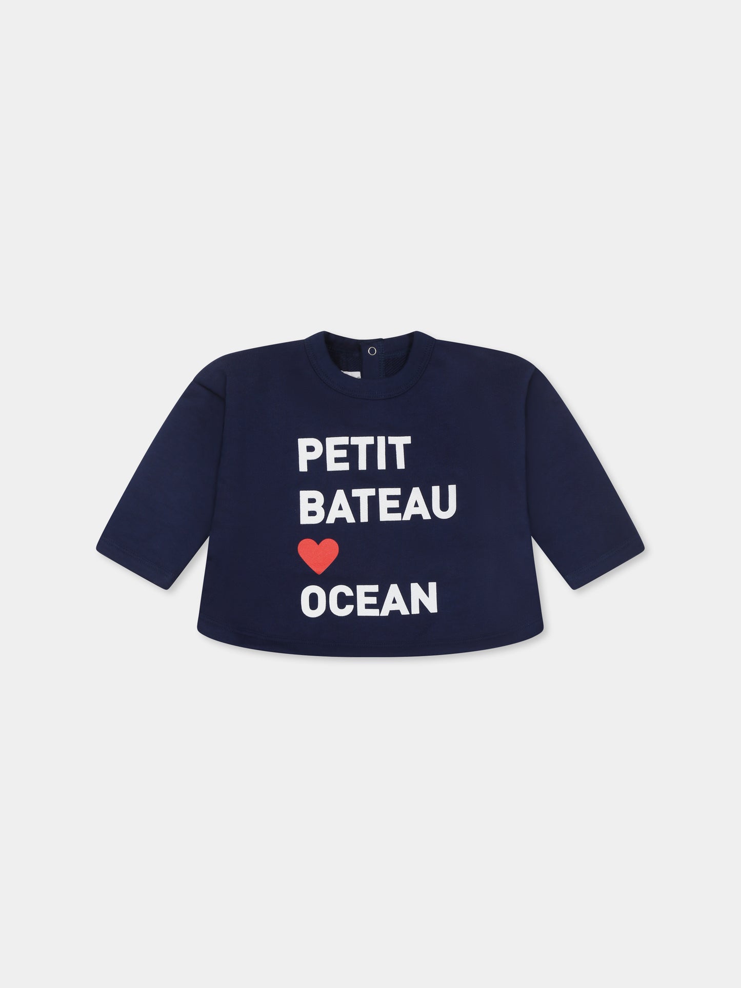 Felpa blu per neonati con logo e cuore,Petit Bateau,A0DI8 MEDIEVAL 01